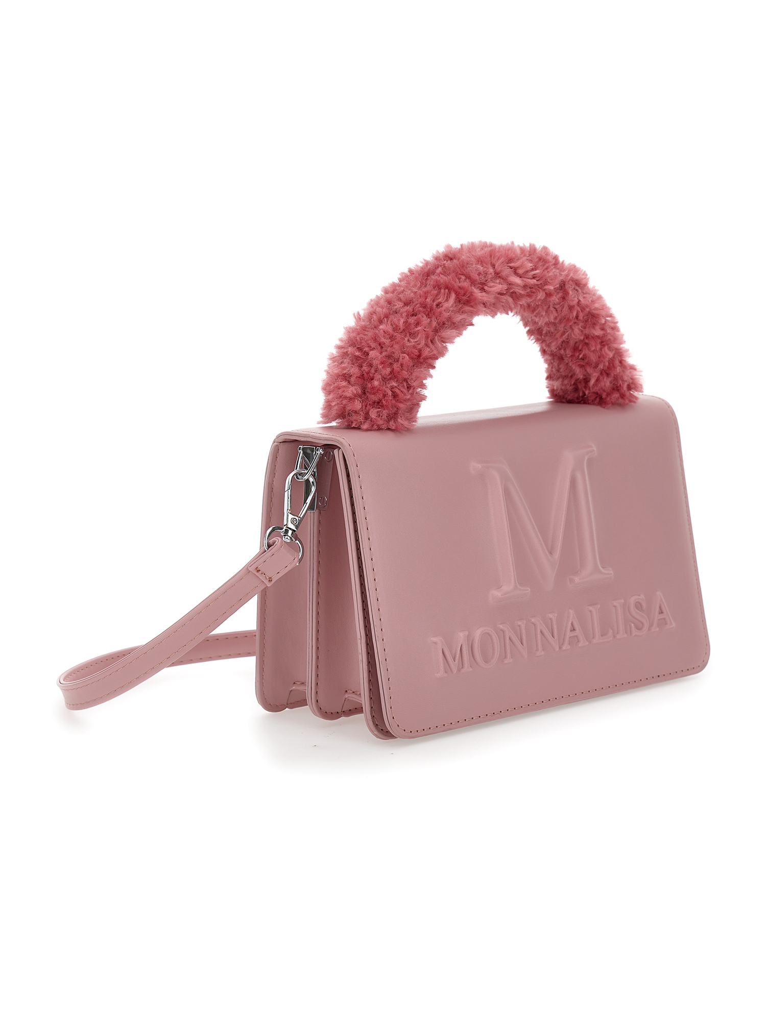 Shop Monnalisa Coated Fabric Bag In Blush Pink
