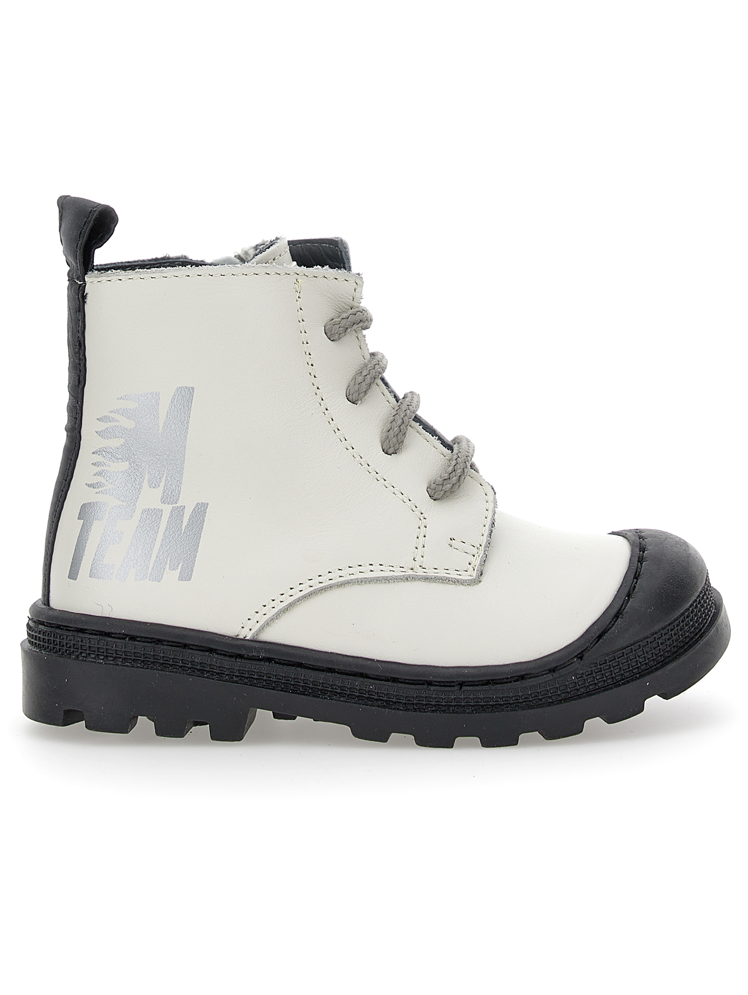 Monnalisa Kids'   Leather Combat Boots With Logo In Neutral