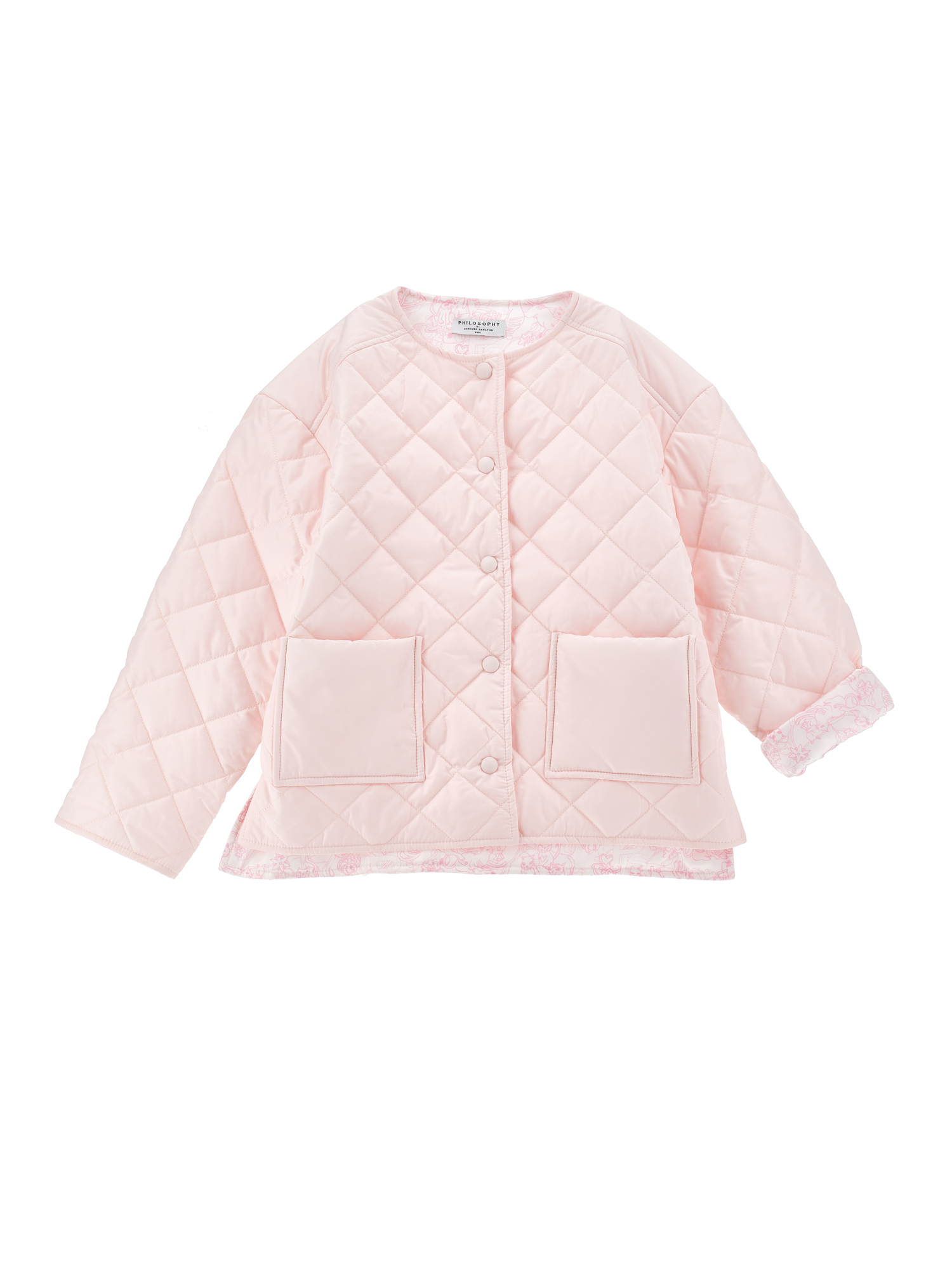 Philosophy Di Lorenzo Serafini Philosophy Kids  Quilted Jacket With Printed Details In Pink