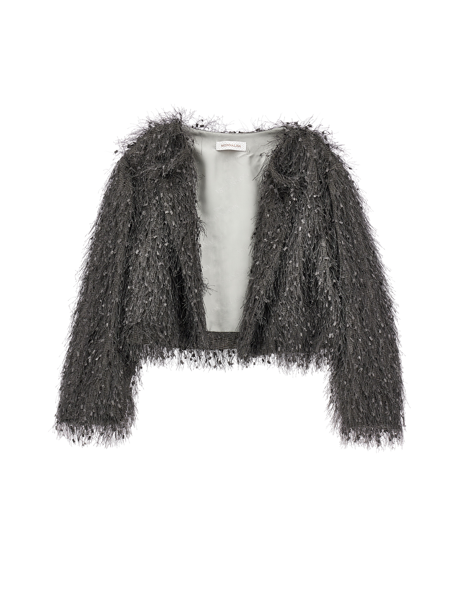 Monnalisa Bolero With Fringing In Medium Grey
