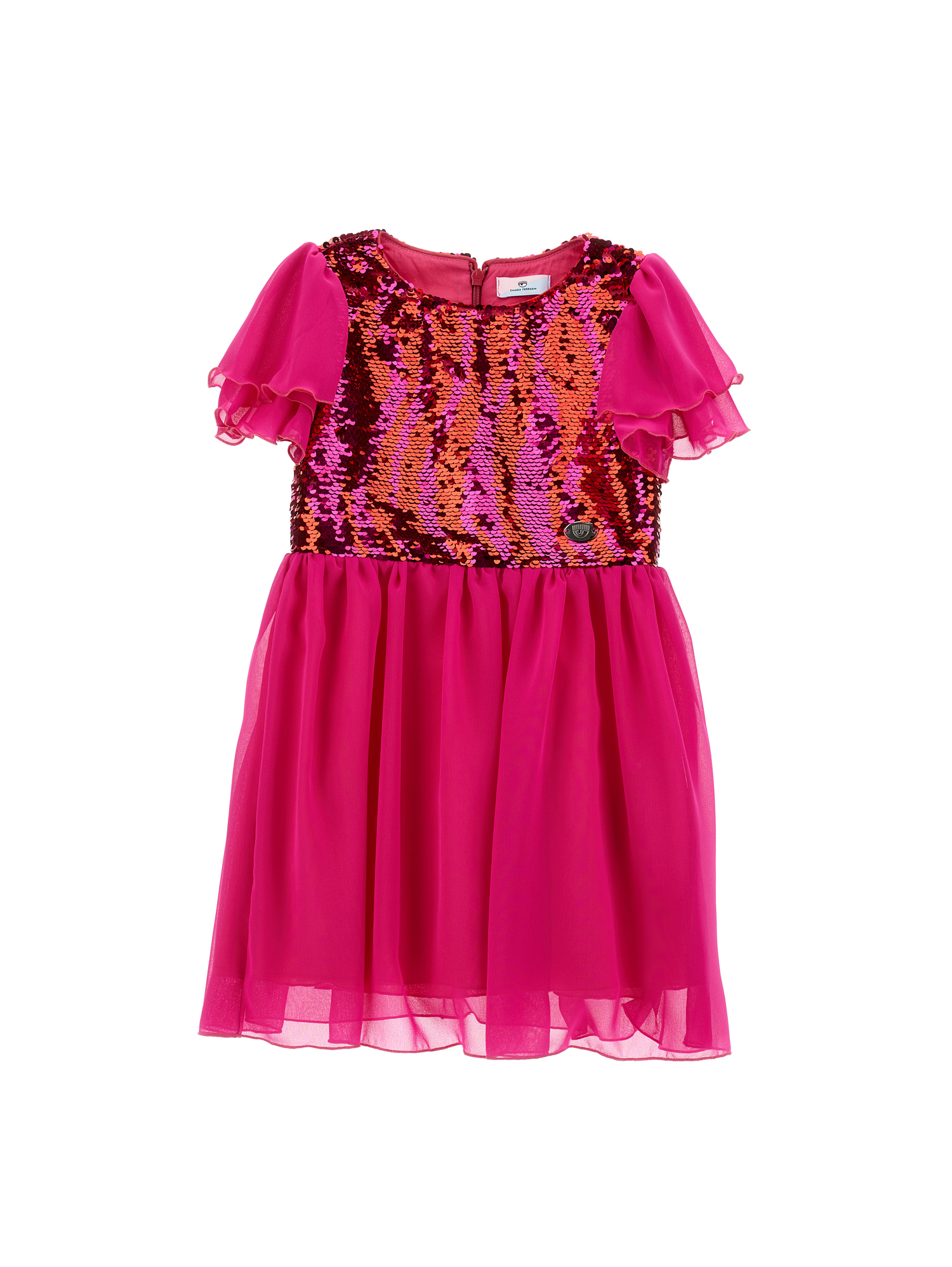 Chiara Ferragni Kids'   Dress With Cf Zebra Sequin Top In Carminerose + Red