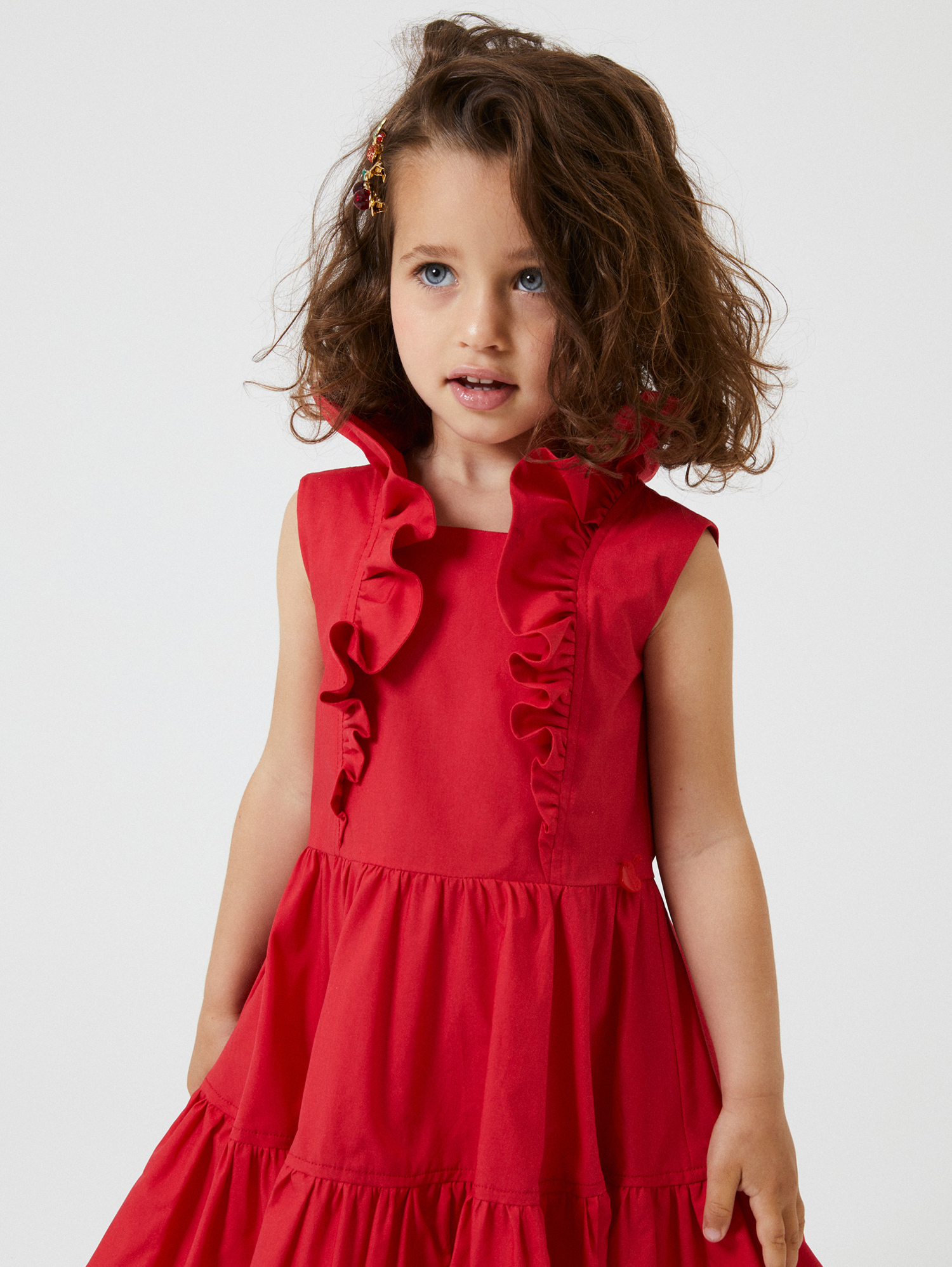 Shop Monnalisa Poplin Dress With Trim In Red