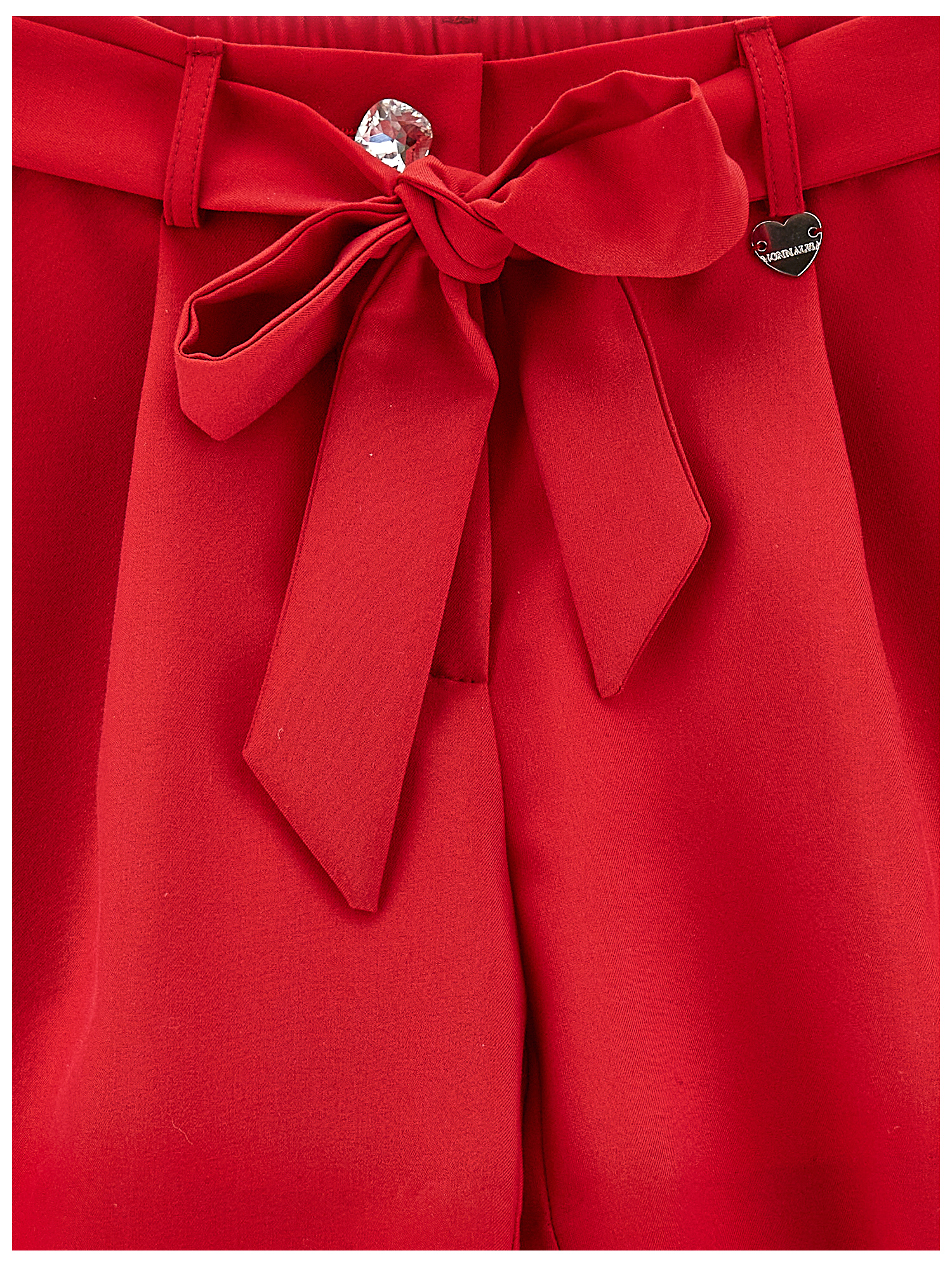 Monnalisa Lightweight Bermuda Shorts With Jewel Button In Ruby Red