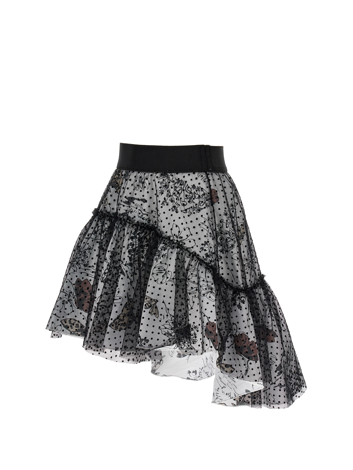 Monnalisa Poplin Skirt With Tulle Layer In Cream