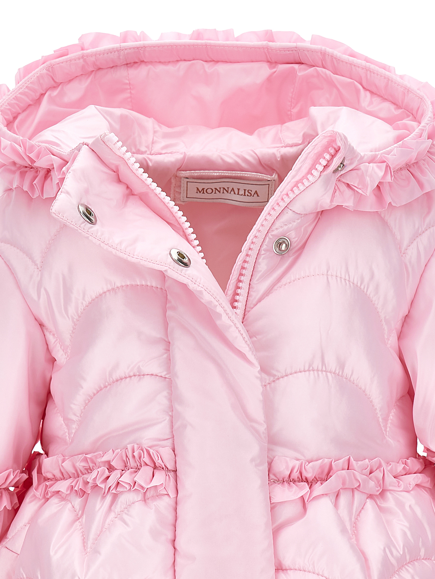 Monnalisa Quilted Coat With Hood In Rosa Fairy Tale