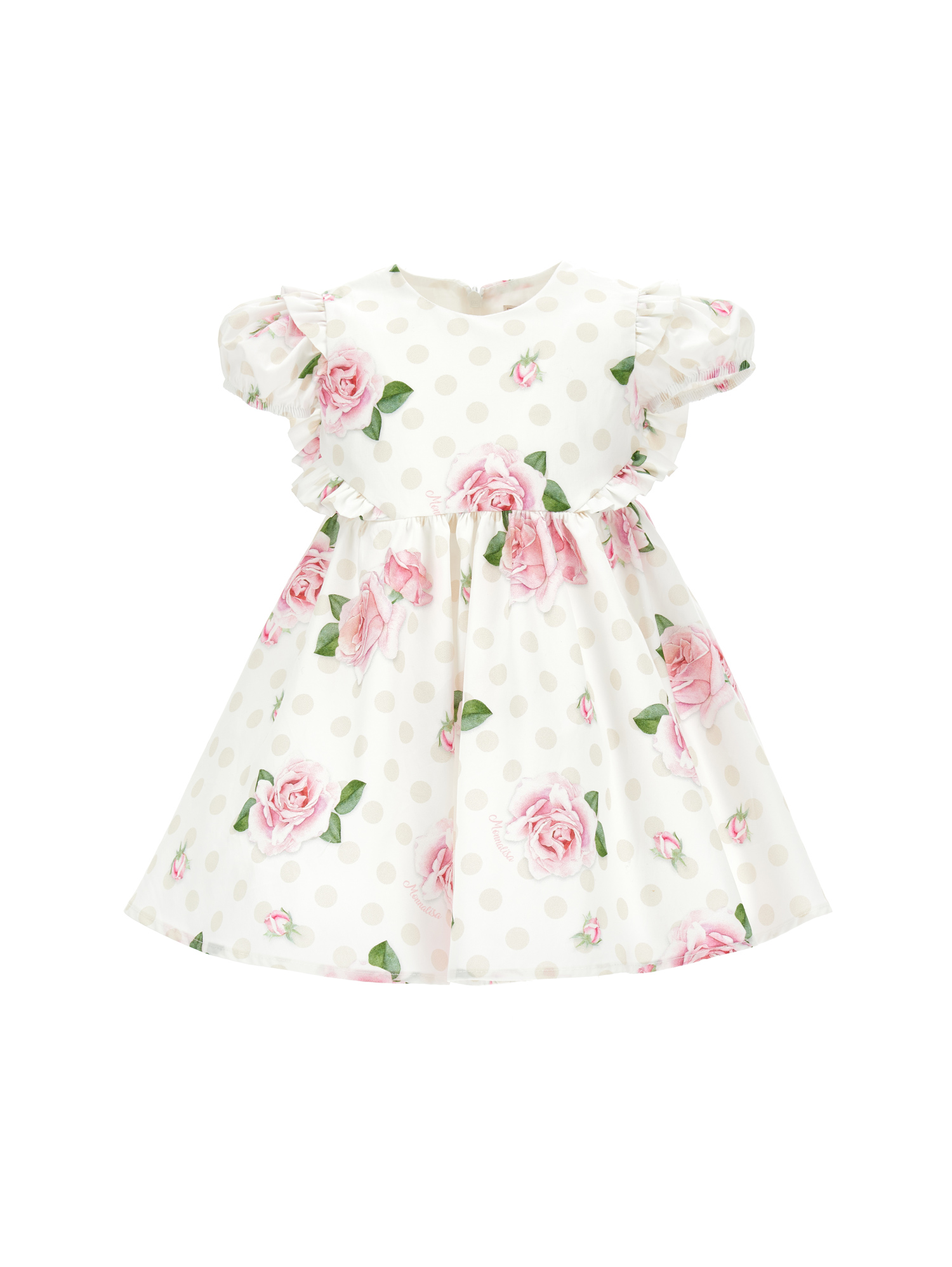 Monnalisa Abito cotone rose e pois