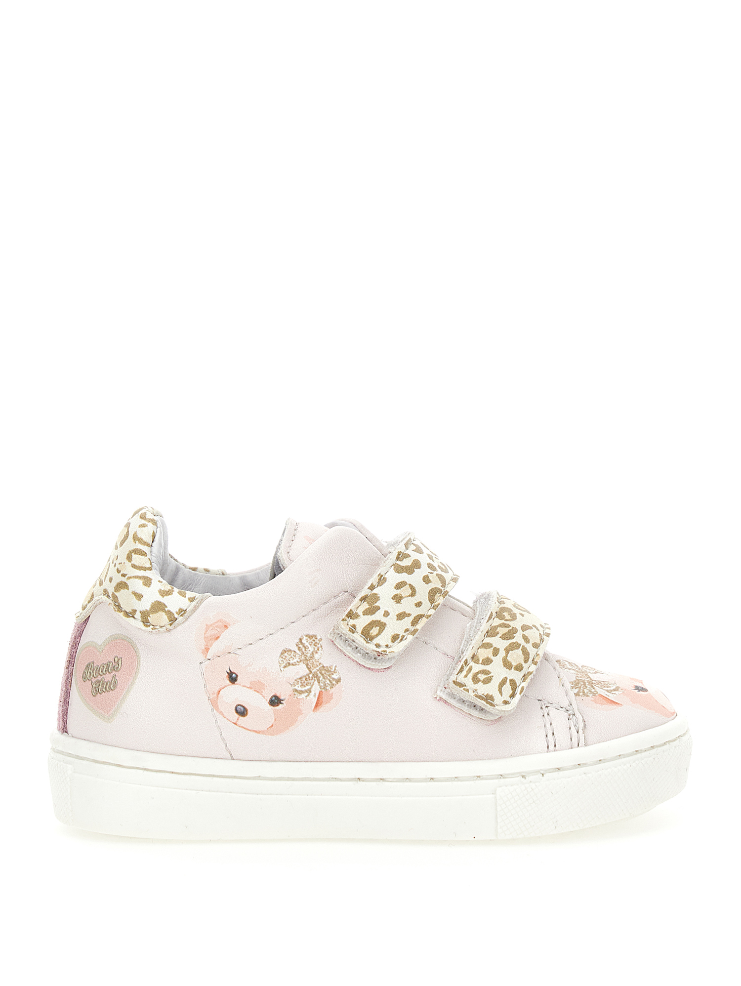 Monnalisa Animal Print Coated Fabric Sneakers In Pink + Spotted