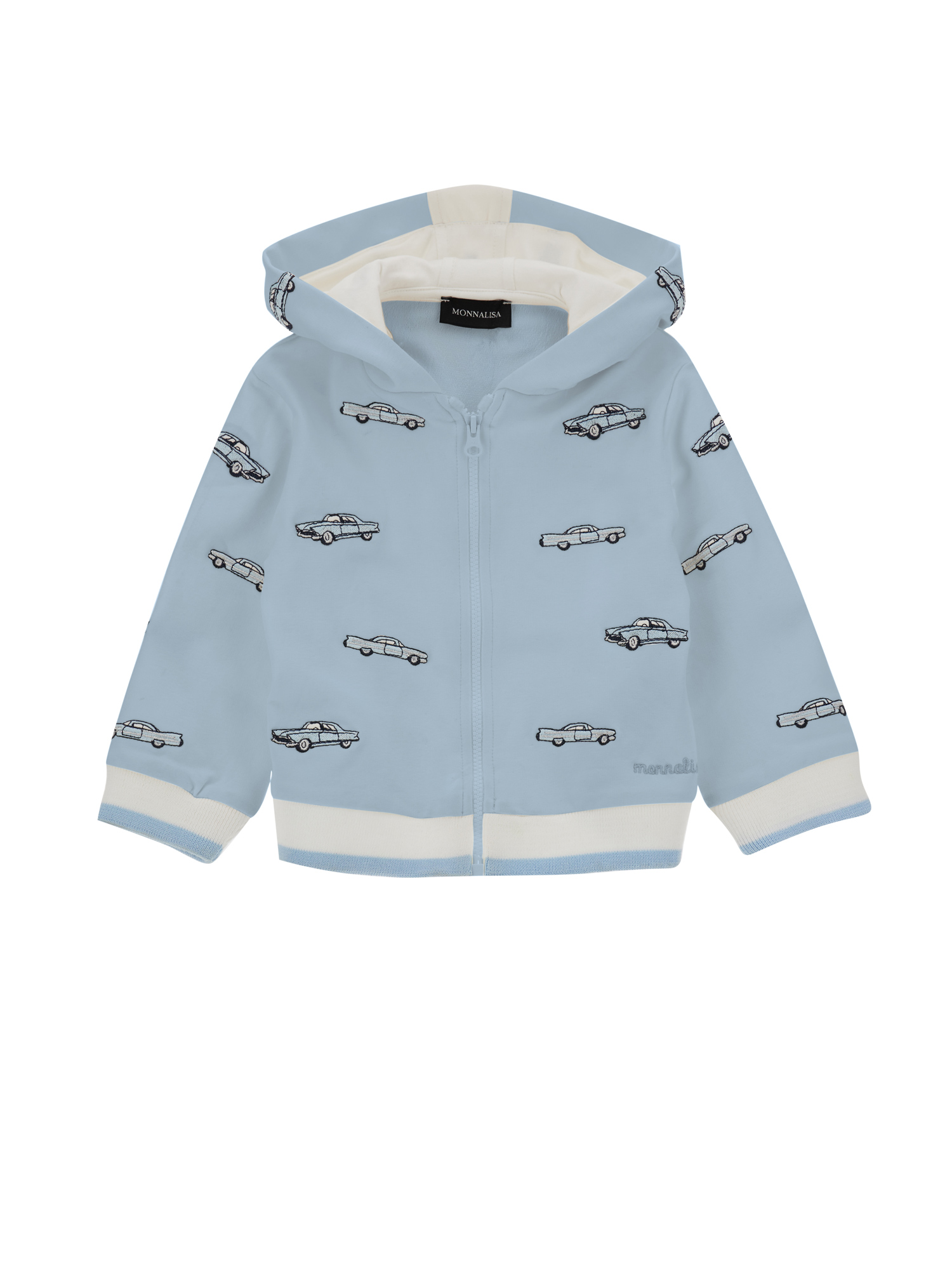 Monnalisa Zip-up Hoodie In Light Blue