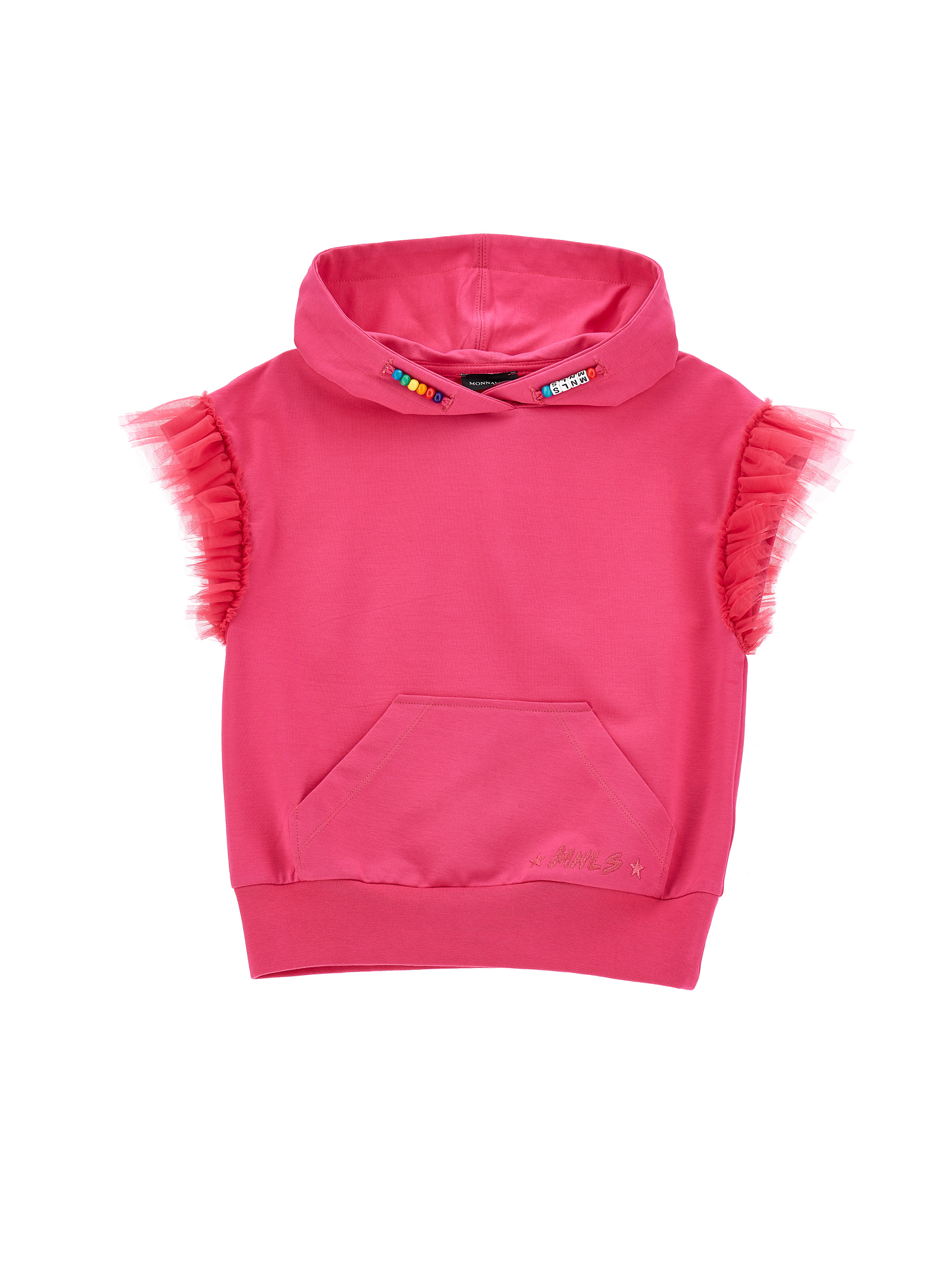 Monnalisa Babies'   Sleeveless Hoodie With Tulle In Pink