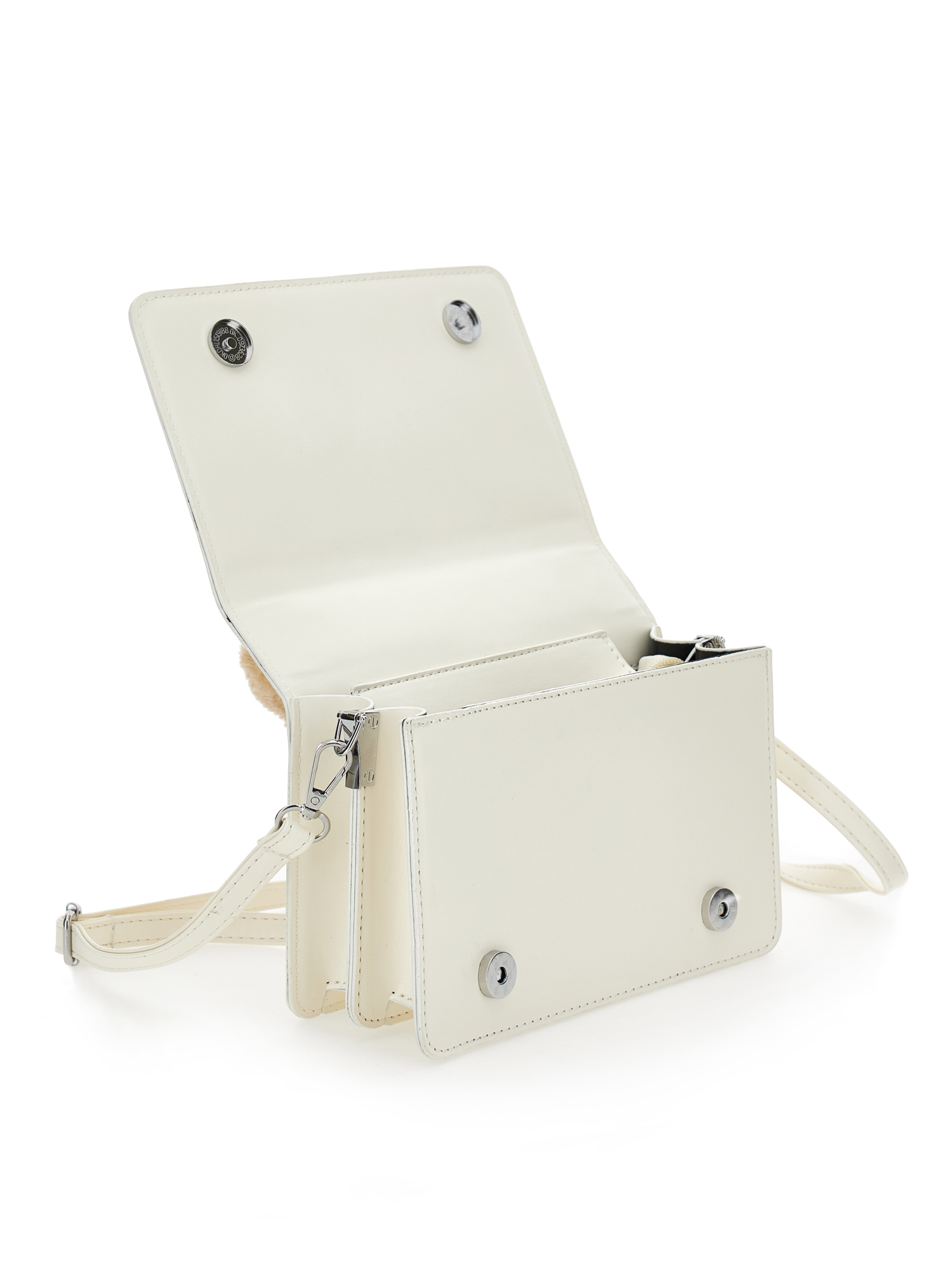 Monnalisa Coated Fabric Bag In Ecru