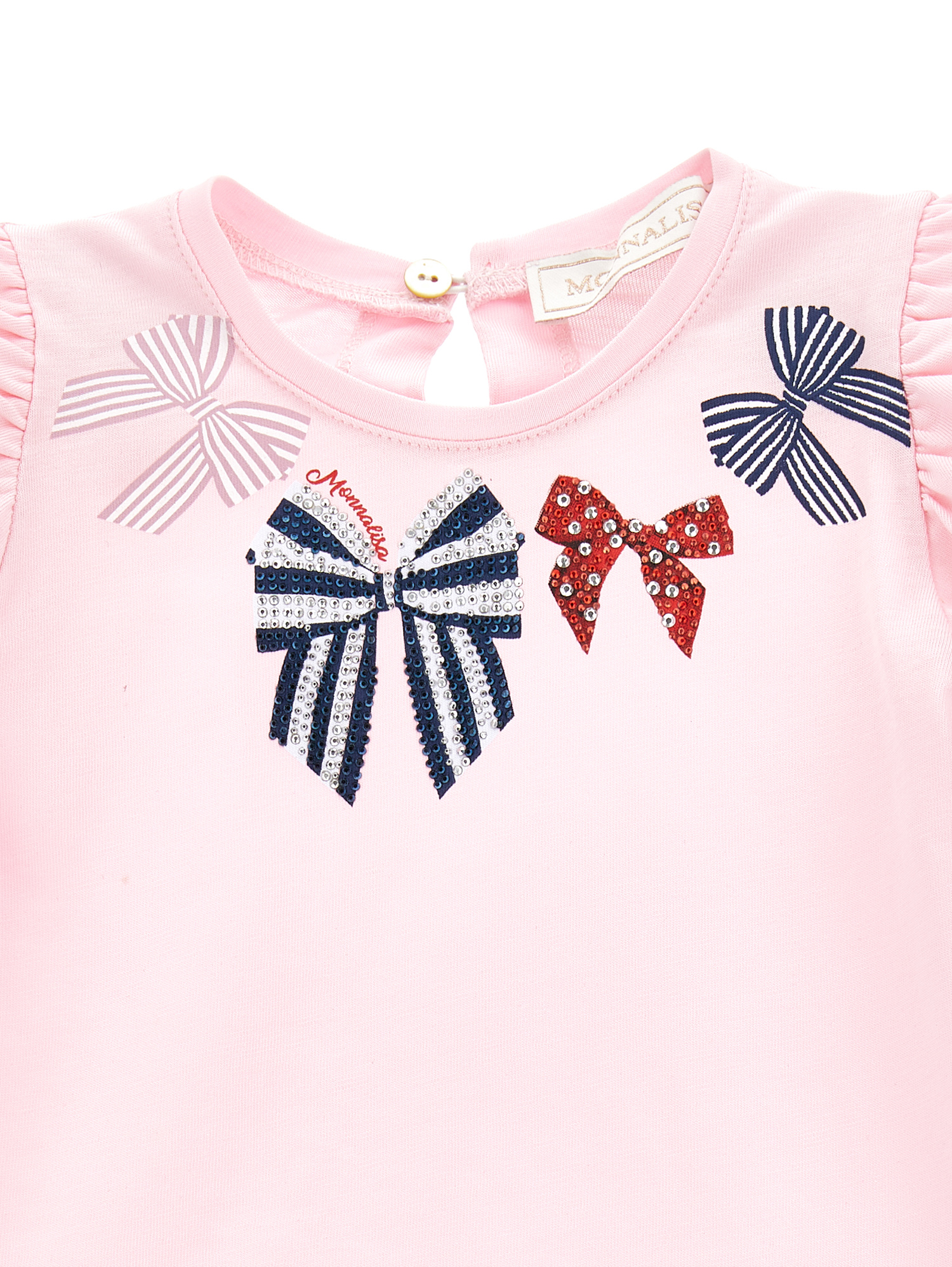 Shop Monnalisa Jersey T-shirt With Bows In Rosa Fairy Tale