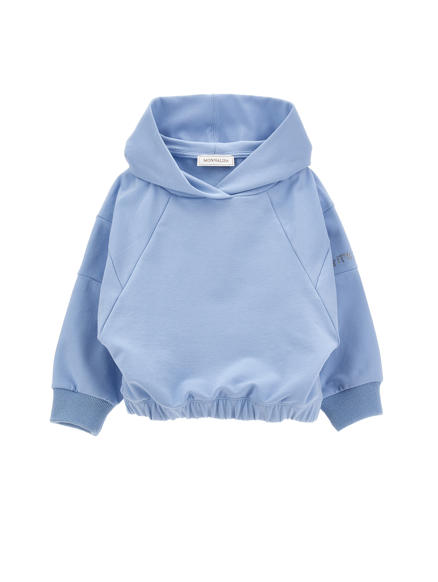 Monnalisa Kids'   Cotton Hoodie With Studs In Light Blue
