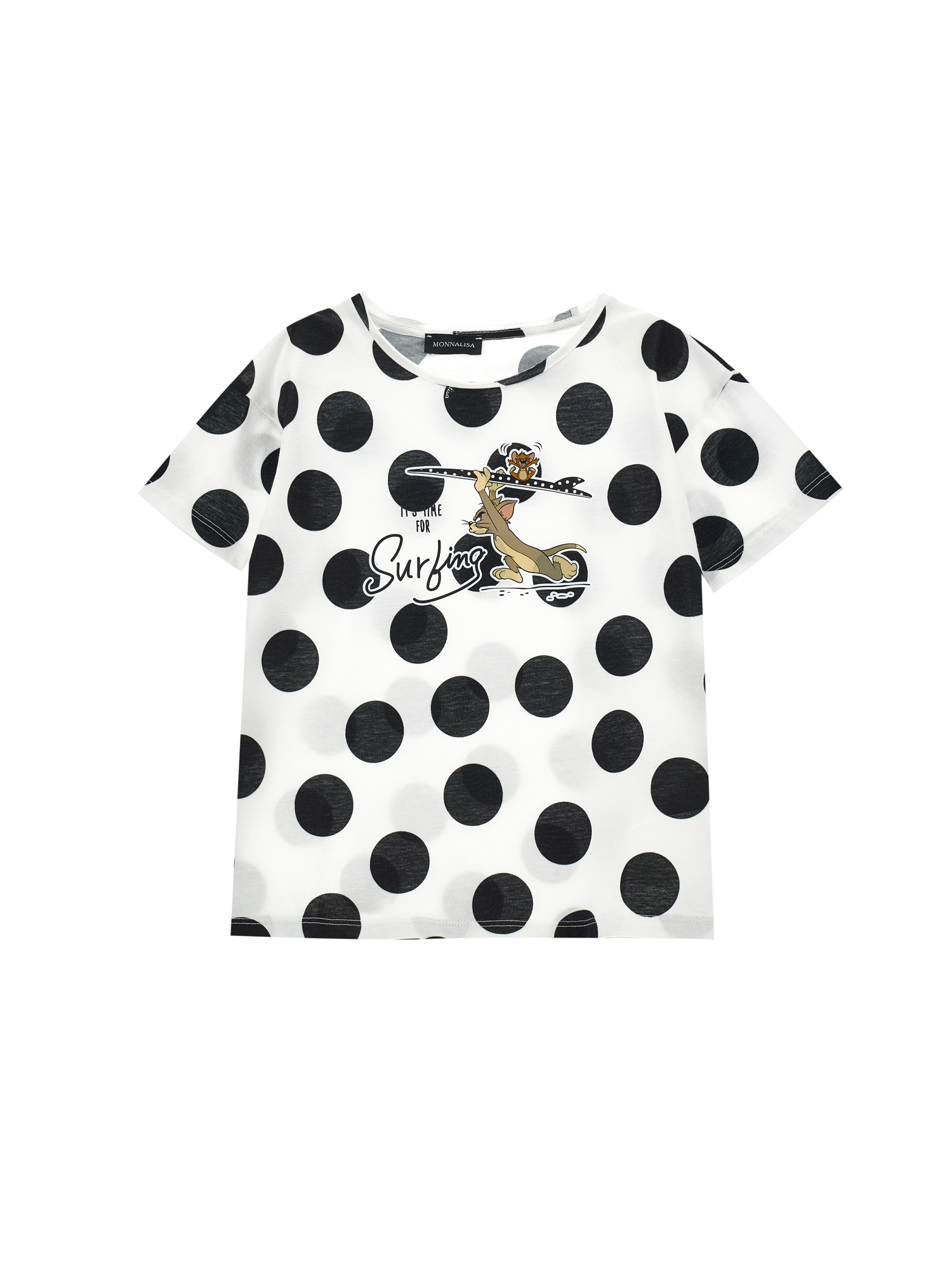 Monnalisa Babies'   Tom And Jerry Polka Dot Cotton T-shirt In White