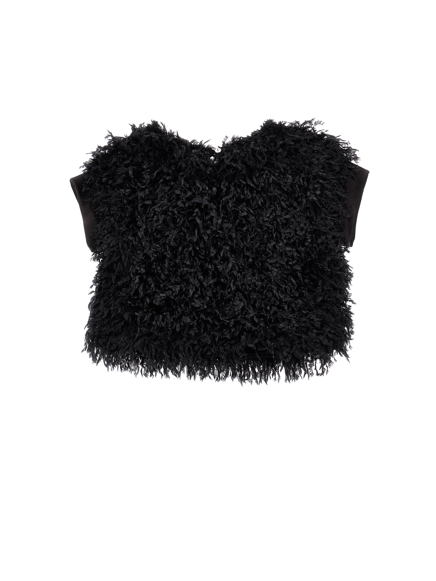 Shop Monnalisa Feather-effect Top In Black