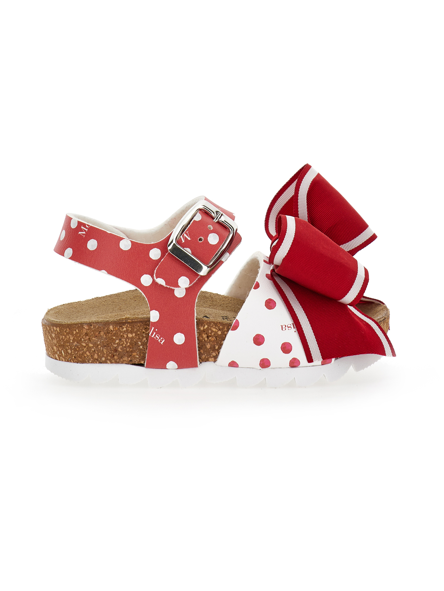 Monnalisa Kids' Gepunktete Sandalen Mit Schleife In Rot + Weiss