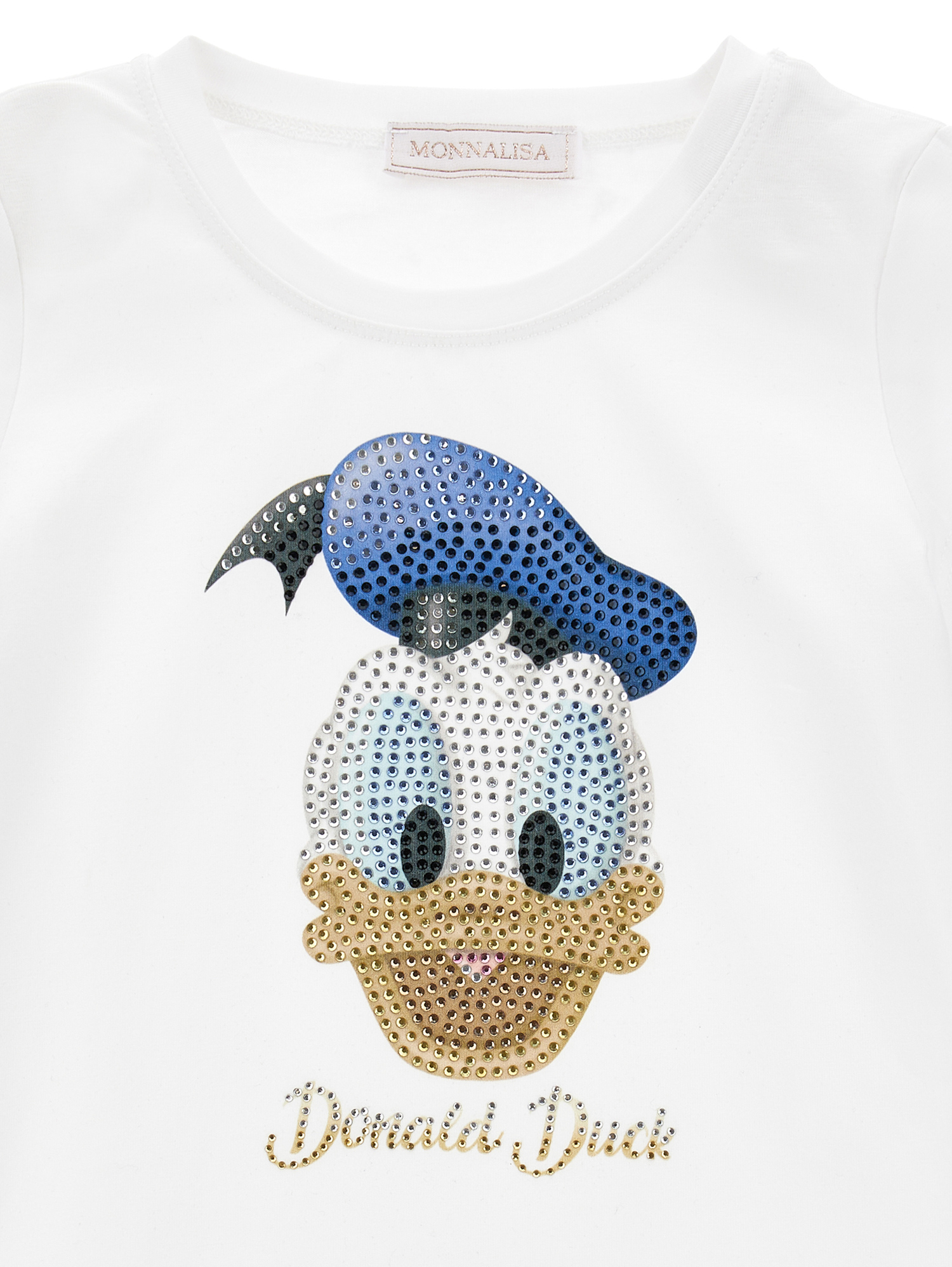 Monnalisa Donald Duck Rhinestone T-shirt In White