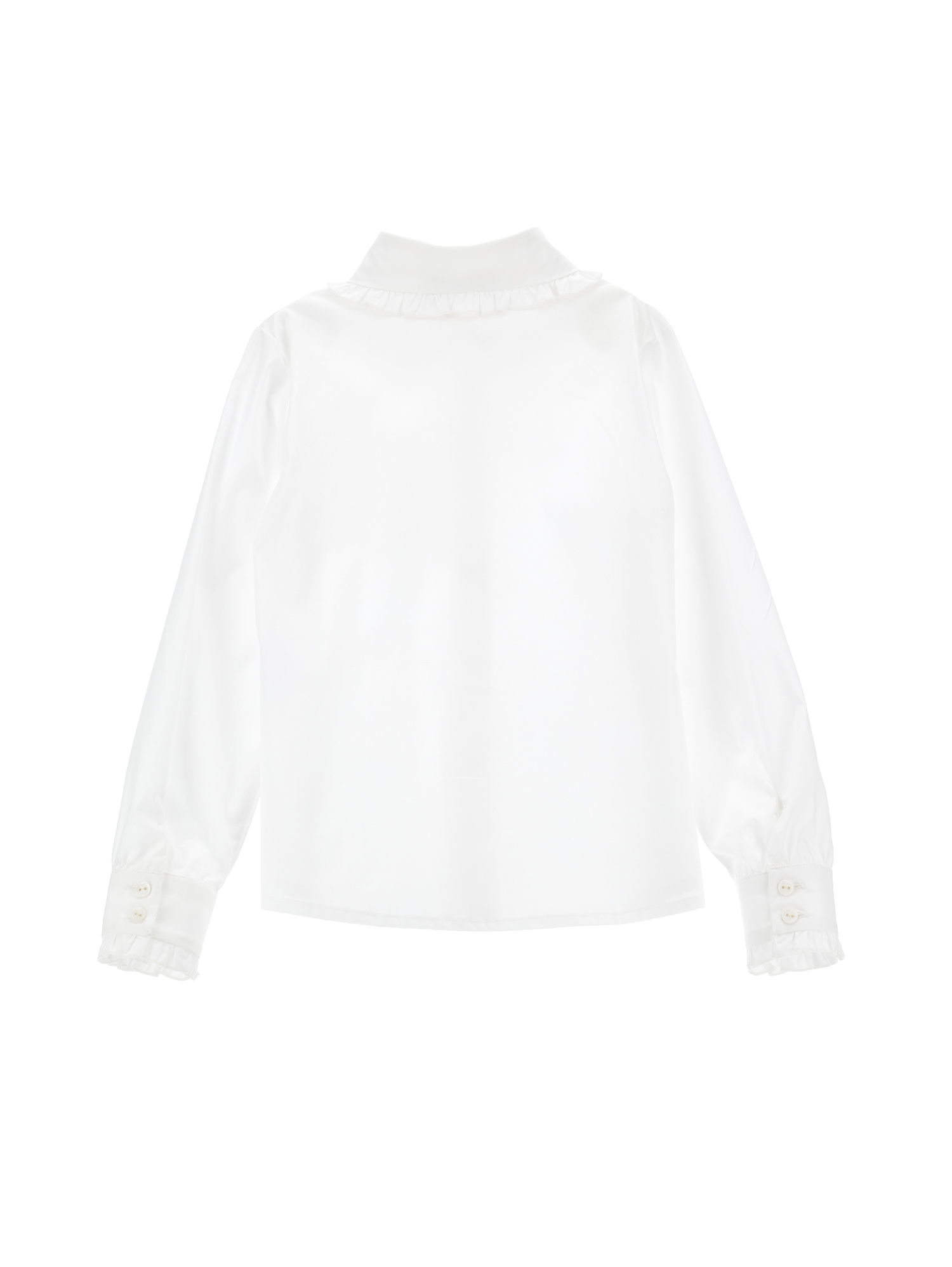 Monnalisa Stretch Shirt With Bow In White + Blue