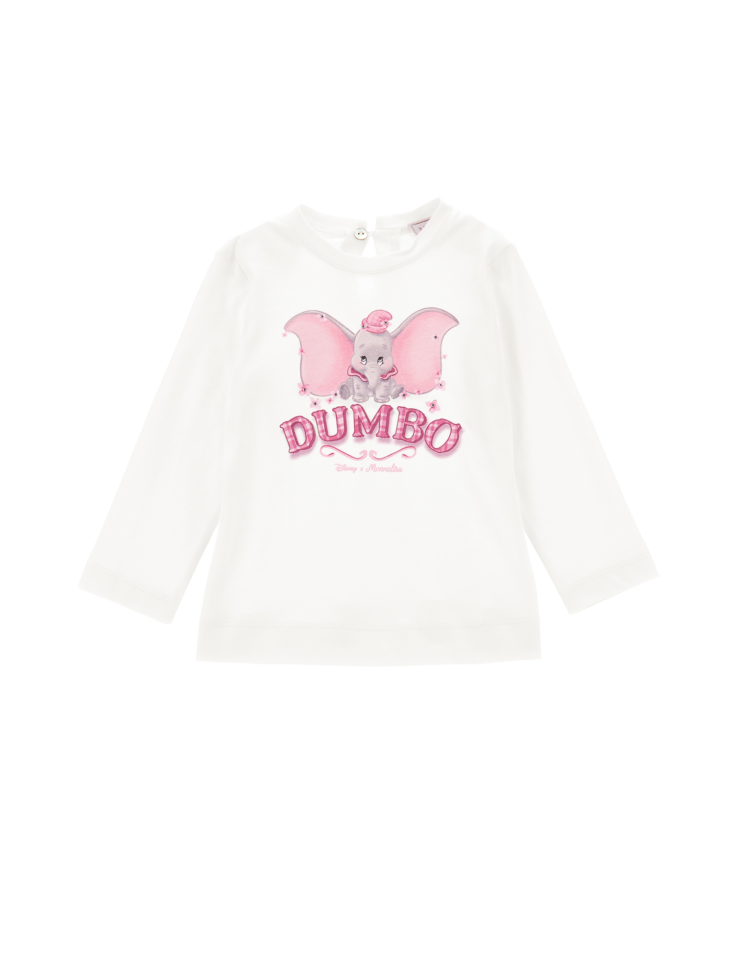 Monnalisa T-shirt jersey cotone con Dumbo e strass
