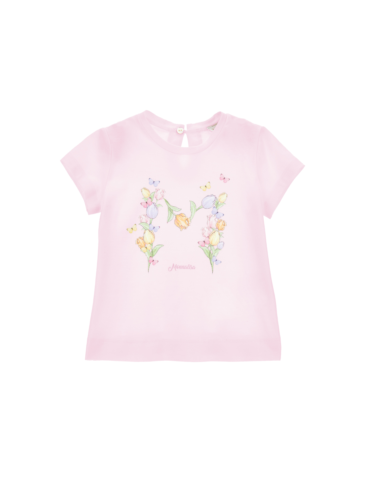 Monnalisa Kids'   Cotton T-shirt With M Print In Rosa Fairy Tale