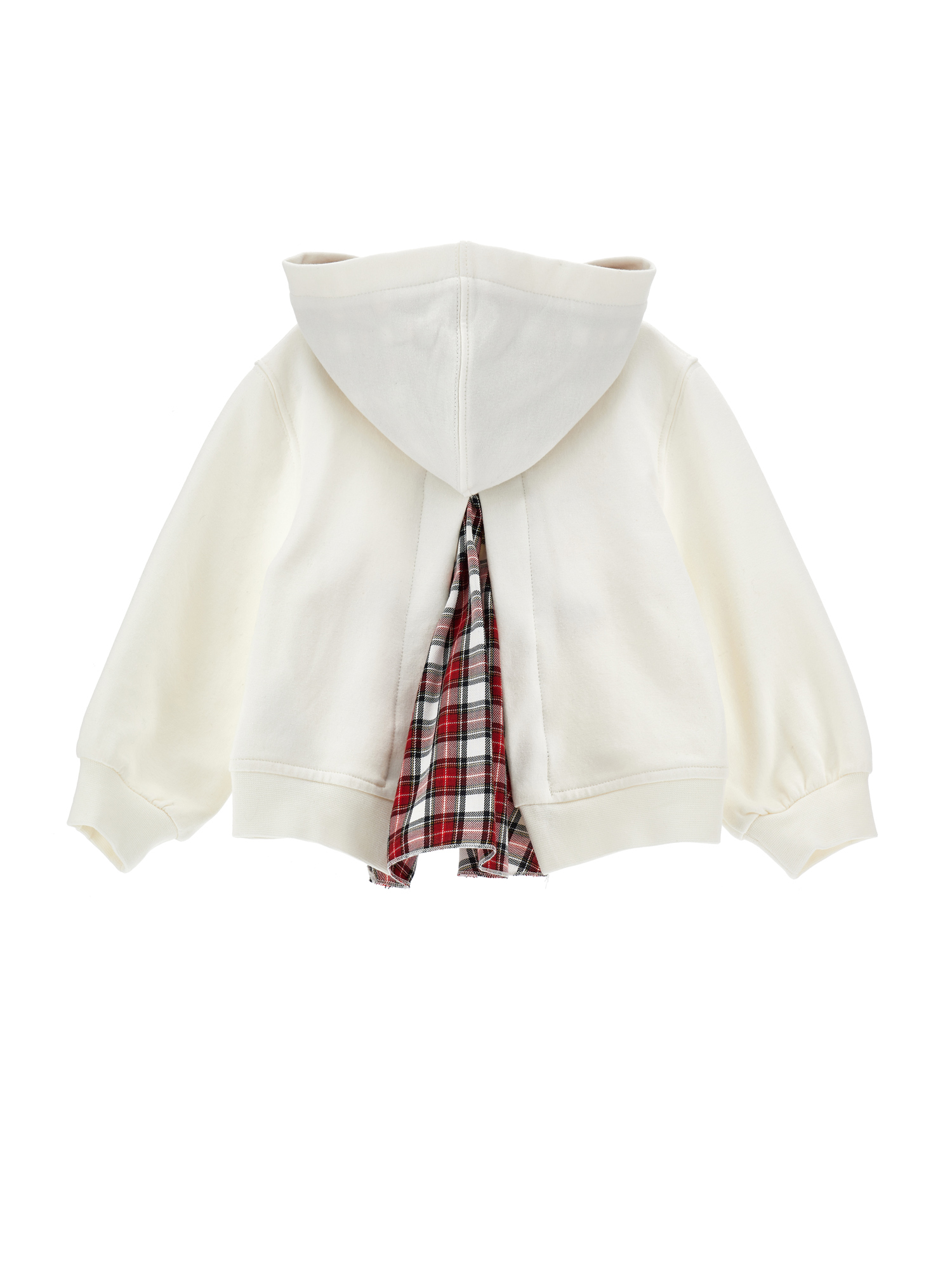Monnalisa Heart Zip-up Sweatshirt In Cream