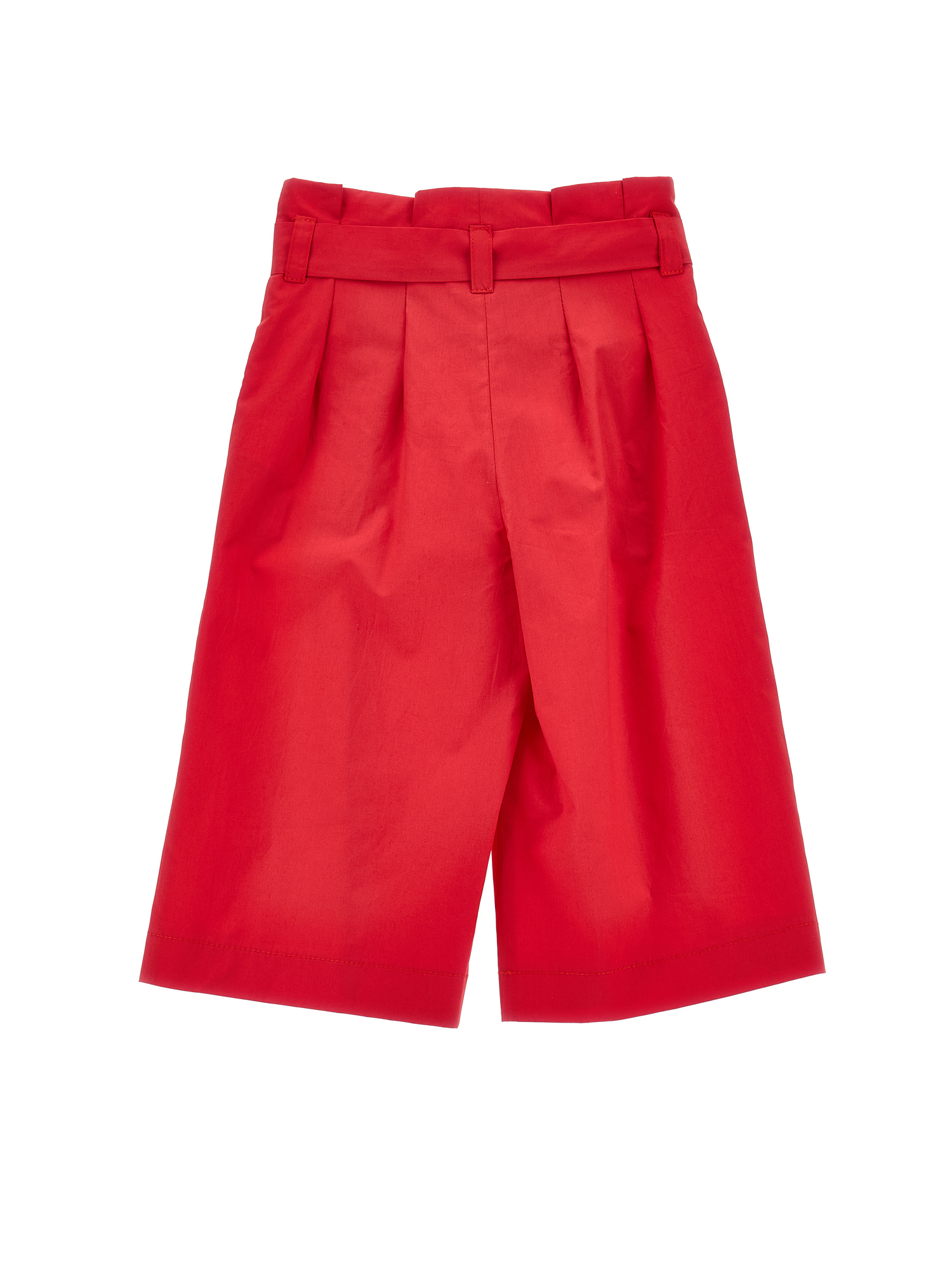 Monnalisa Solid Colour Cropped Trousers In Red