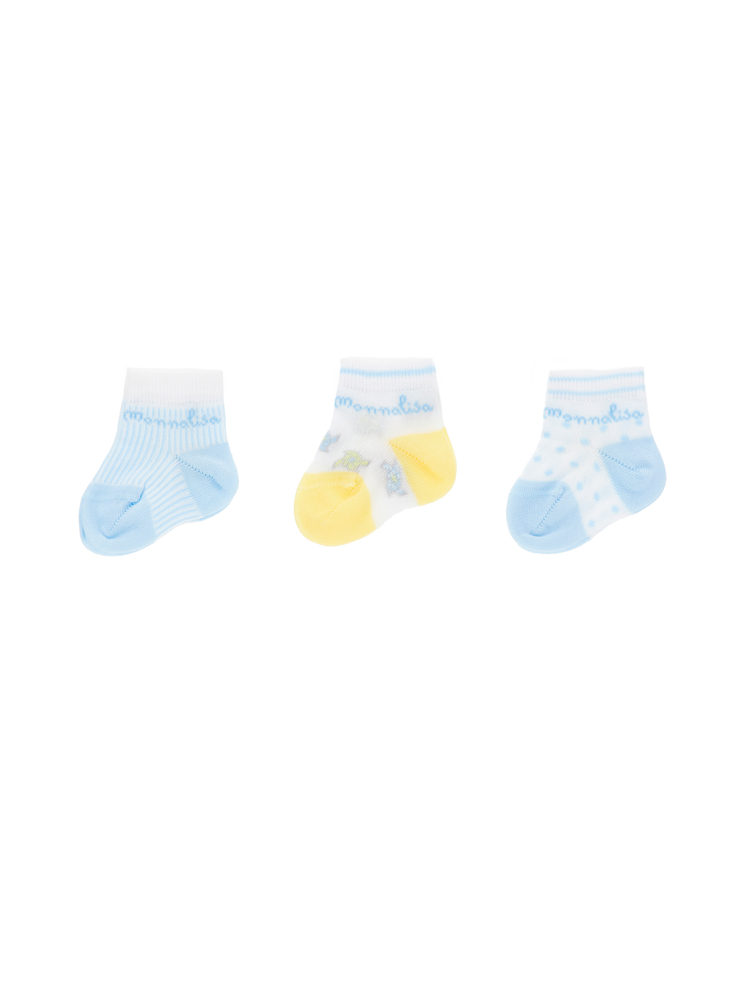 Monnalisa Kids'   Newborn Lisle Socks Set In White + Cloud