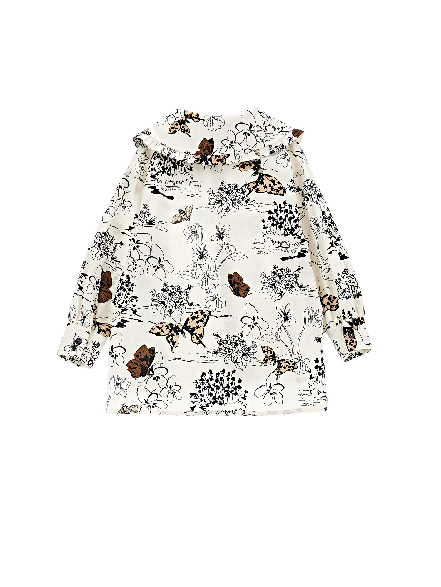 Monnalisa Shirt With Maxi Collar In Cream