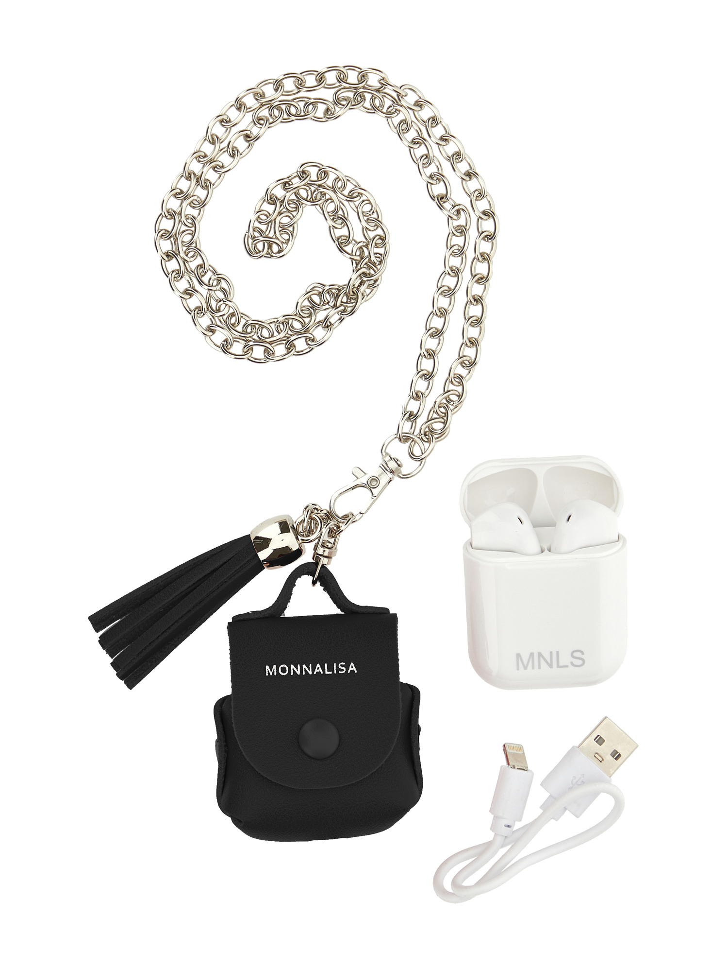 Monnalisa Leather Earphone Case In Black