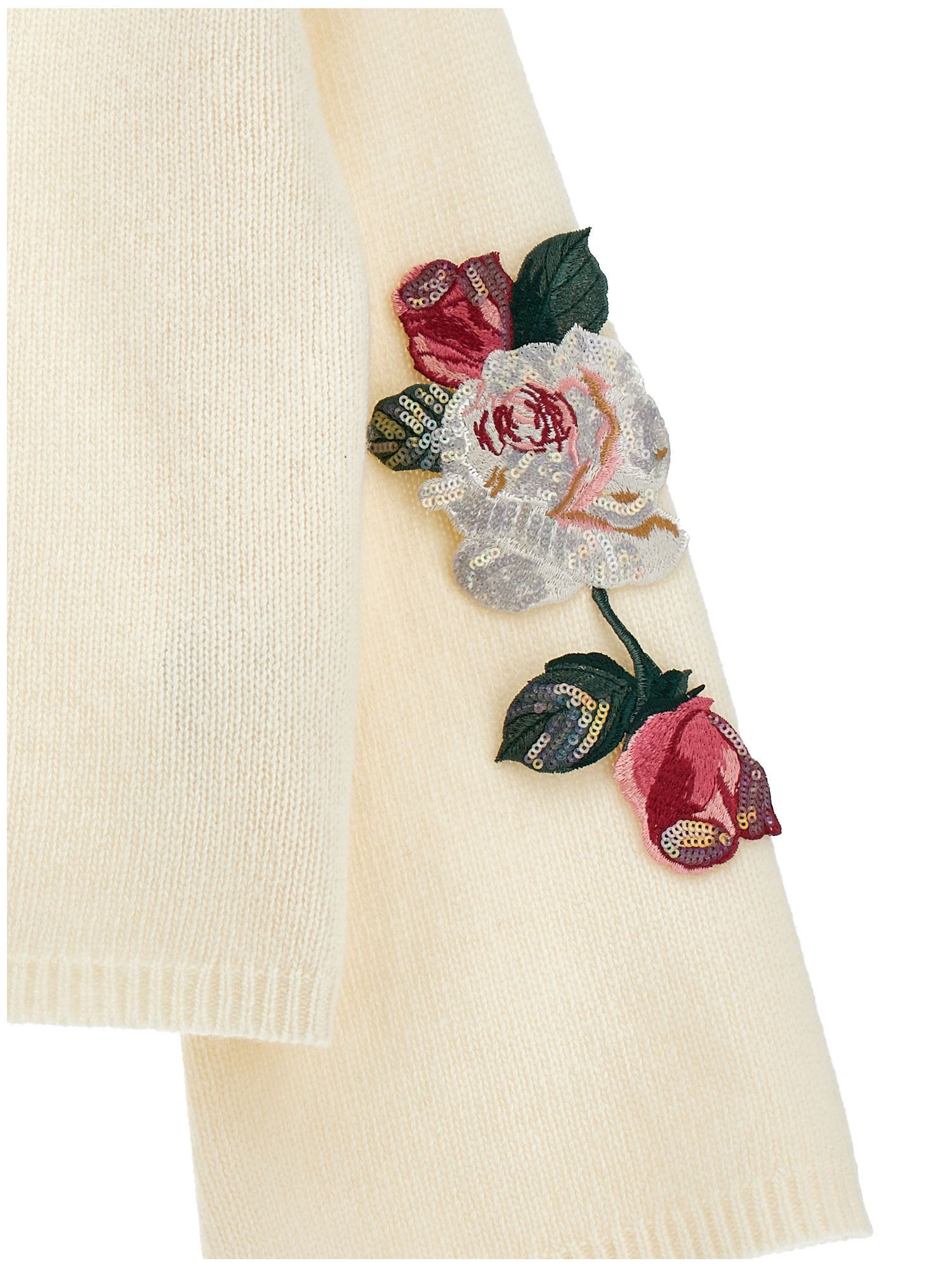 Monnalisa Sweater With Embroidered Sleeves In Cream
