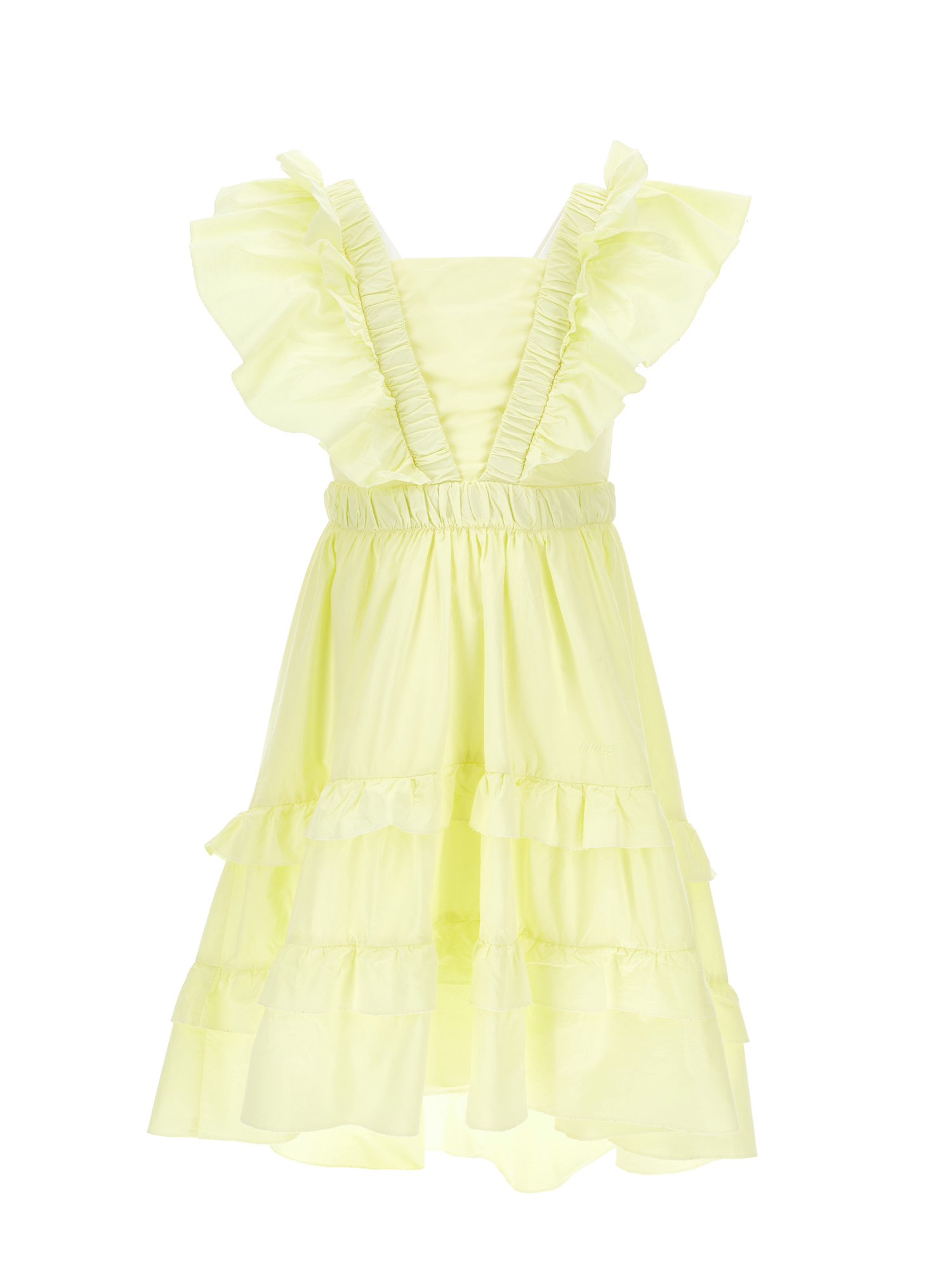 Monnalisa Kids'   Poplin Dress With Trim In Ochre