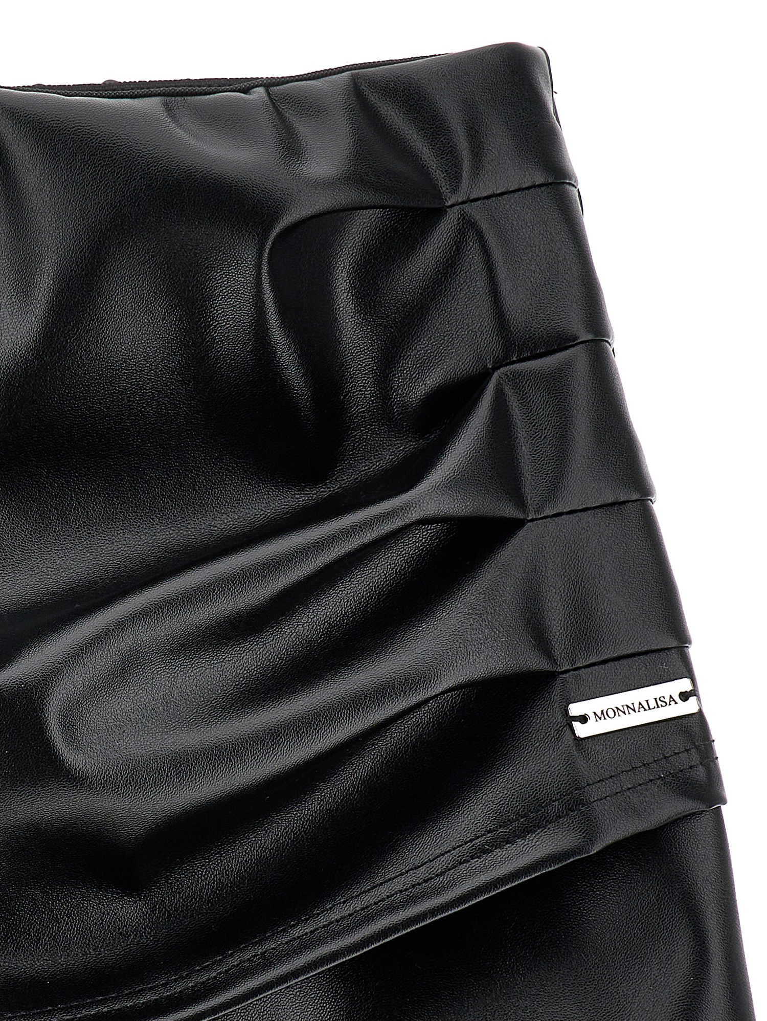 Monnalisa Short Coated Fabric Skirt In Black