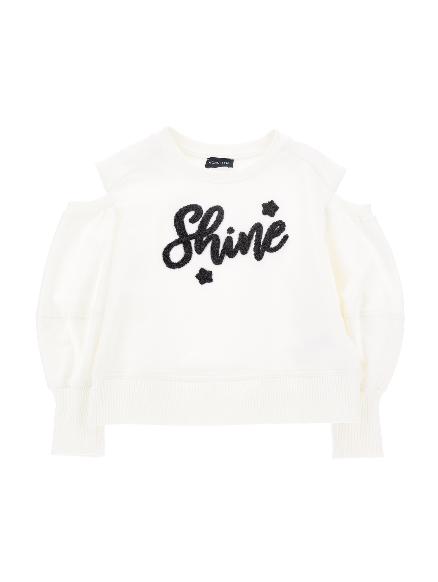Monnalisa Kids'   "shine" Zip-up Sweatshirt In Cream + Black
