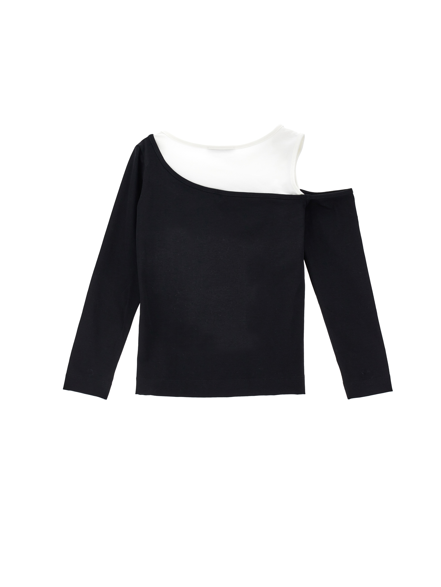 Monnalisa Cut-out Organic Cotton T-shirt In Black + Cream