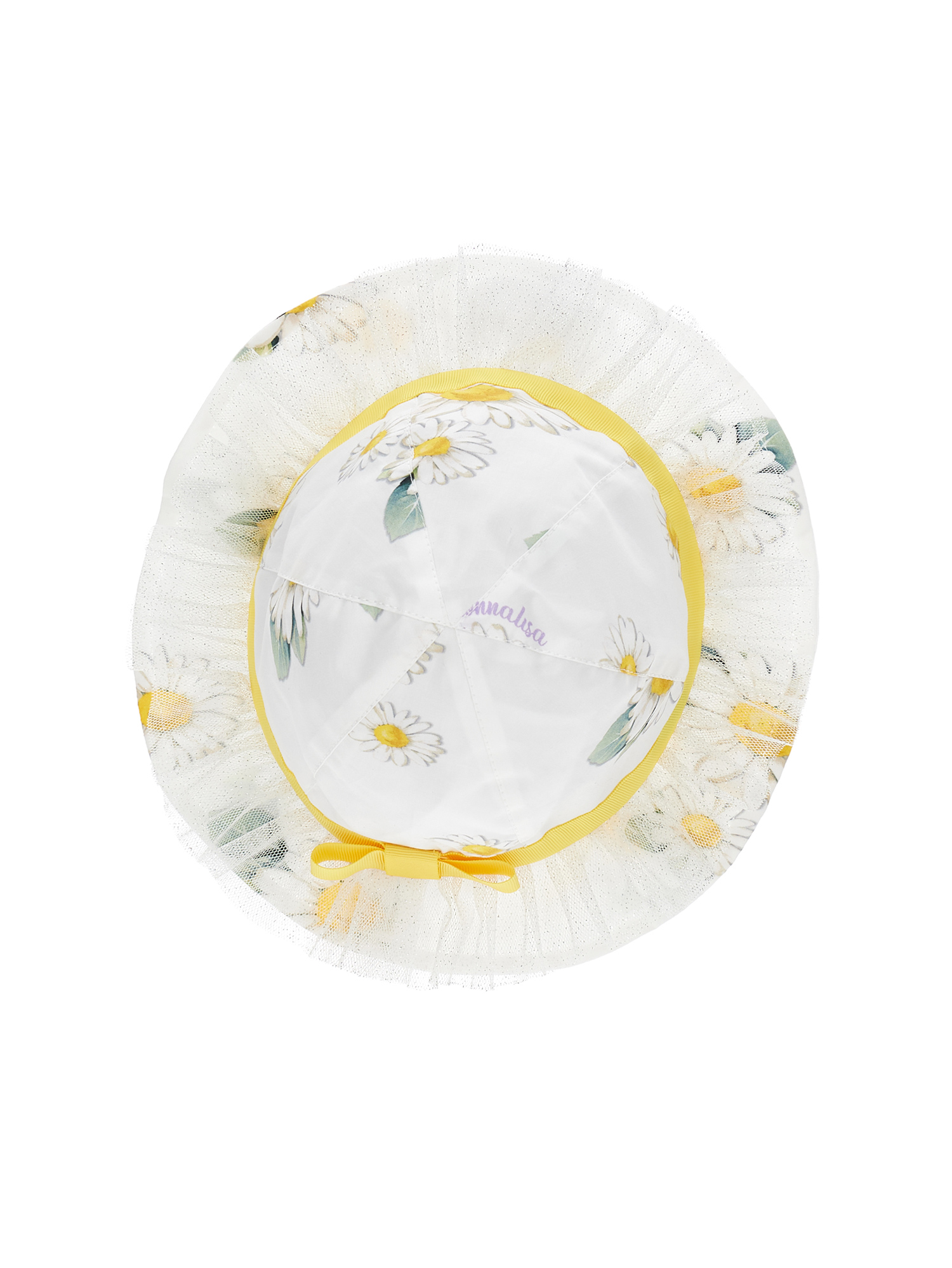 Monnalisa Daisy Print Canvas Hat In White