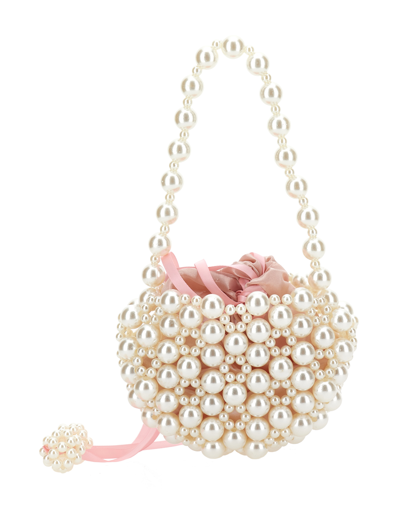 Monnalisa Handbag With Pearls In Dusty Pink Rose