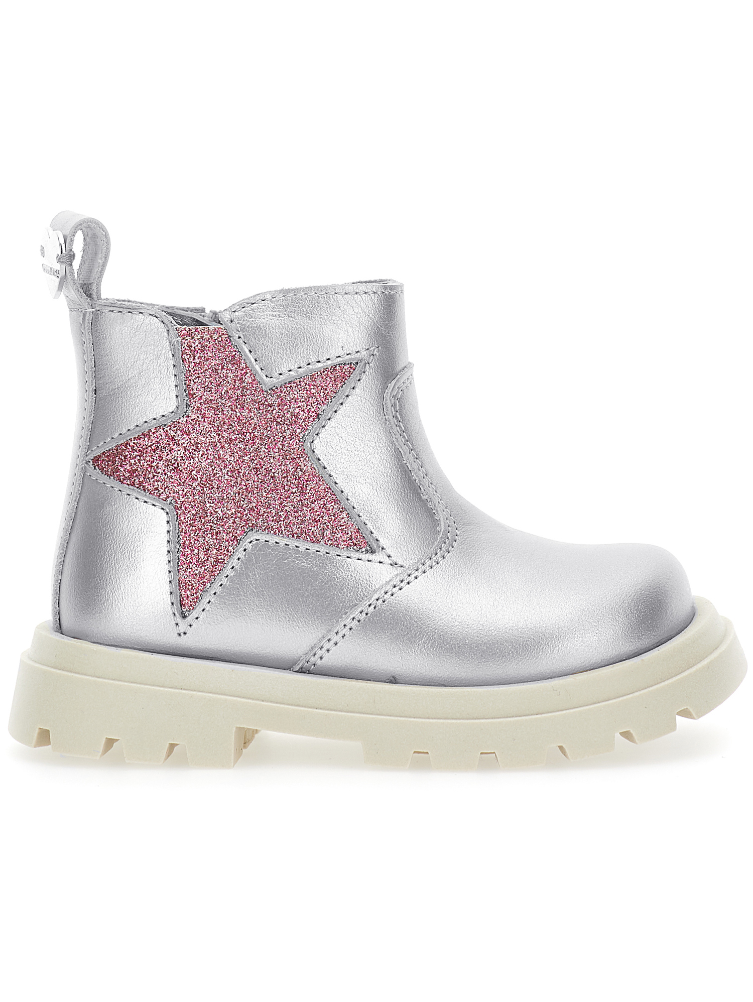Monnalisa Kids'   Leather Boots With Glitter Star In Multi