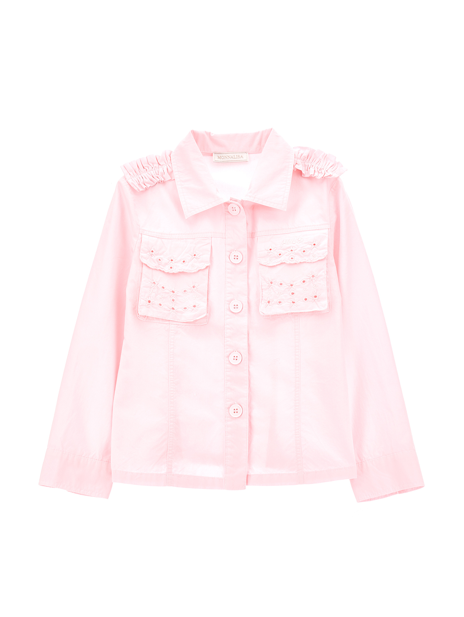 Monnalisa Camicia popeline con tasche ricamate