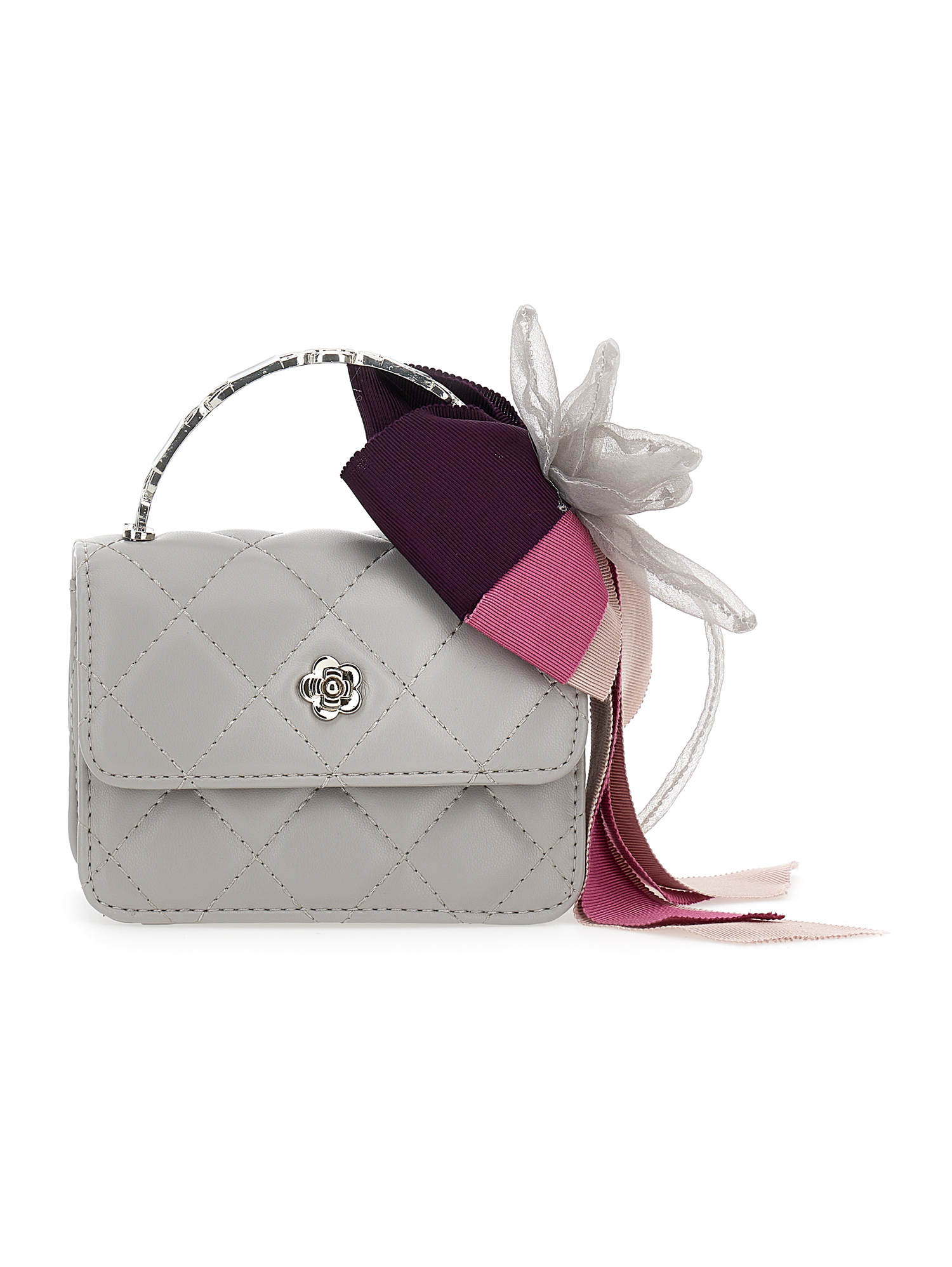 Monnalisa Coated Fabric Mini Bag In Grey