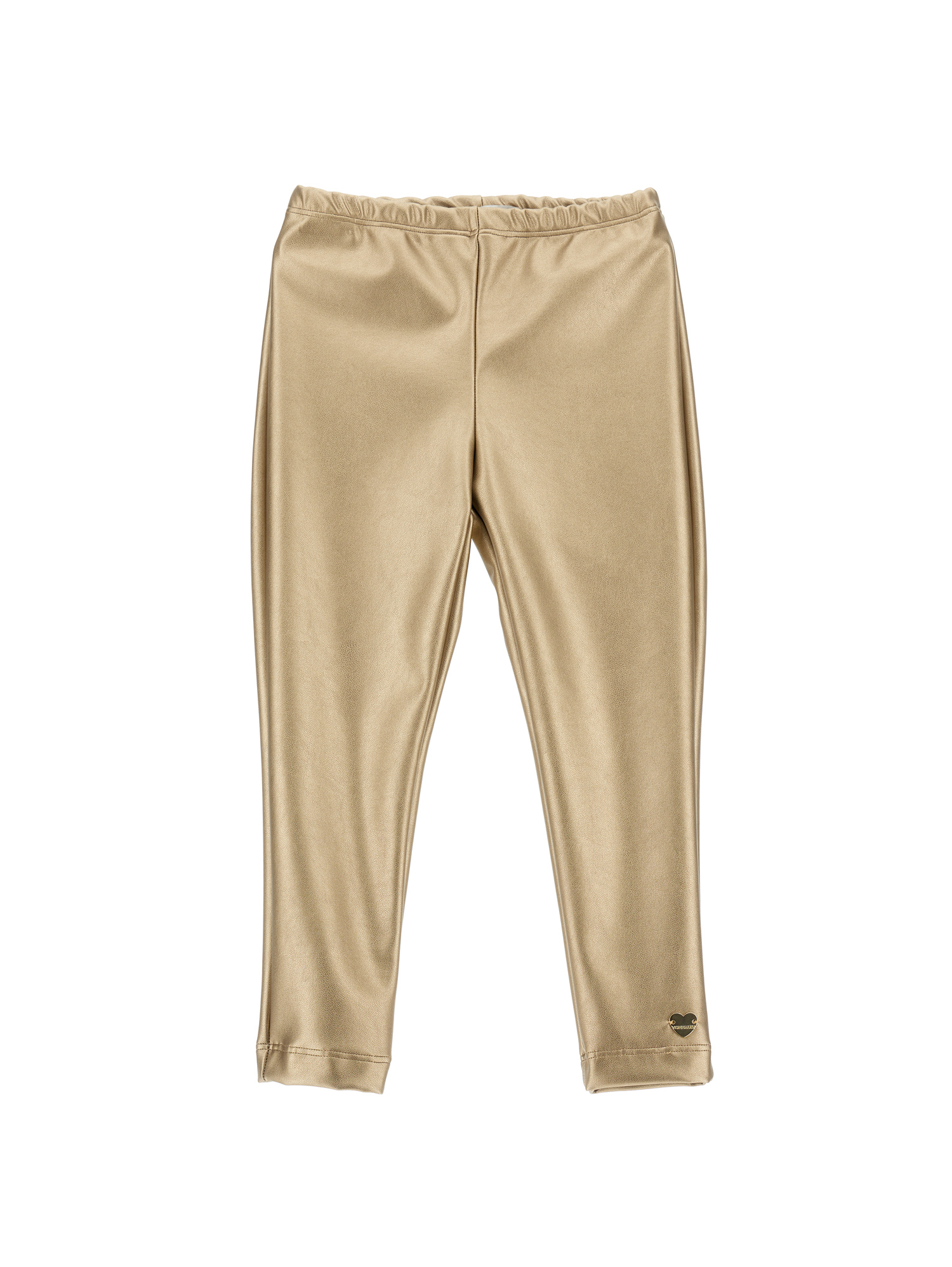 Monnalisa Coated Fabric Stretch Leggings In Gold