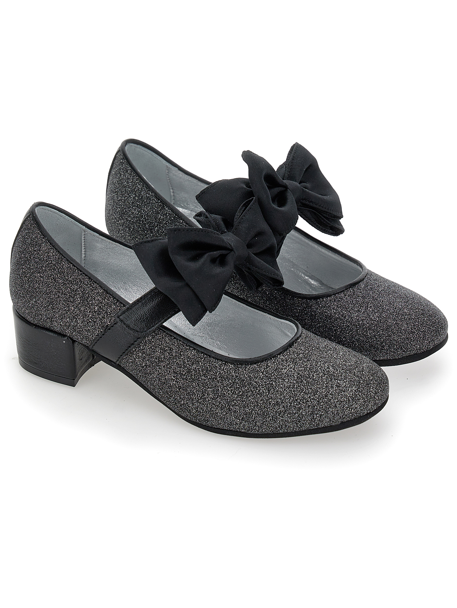 Monnalisa Micro Glitter Ballet Flats In Glitter Black