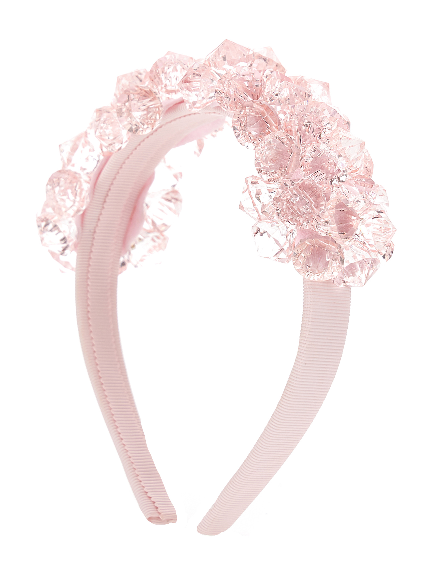 Shop Monnalisa Hair Band With Bezels And Pearls In Dusty Pink Rose