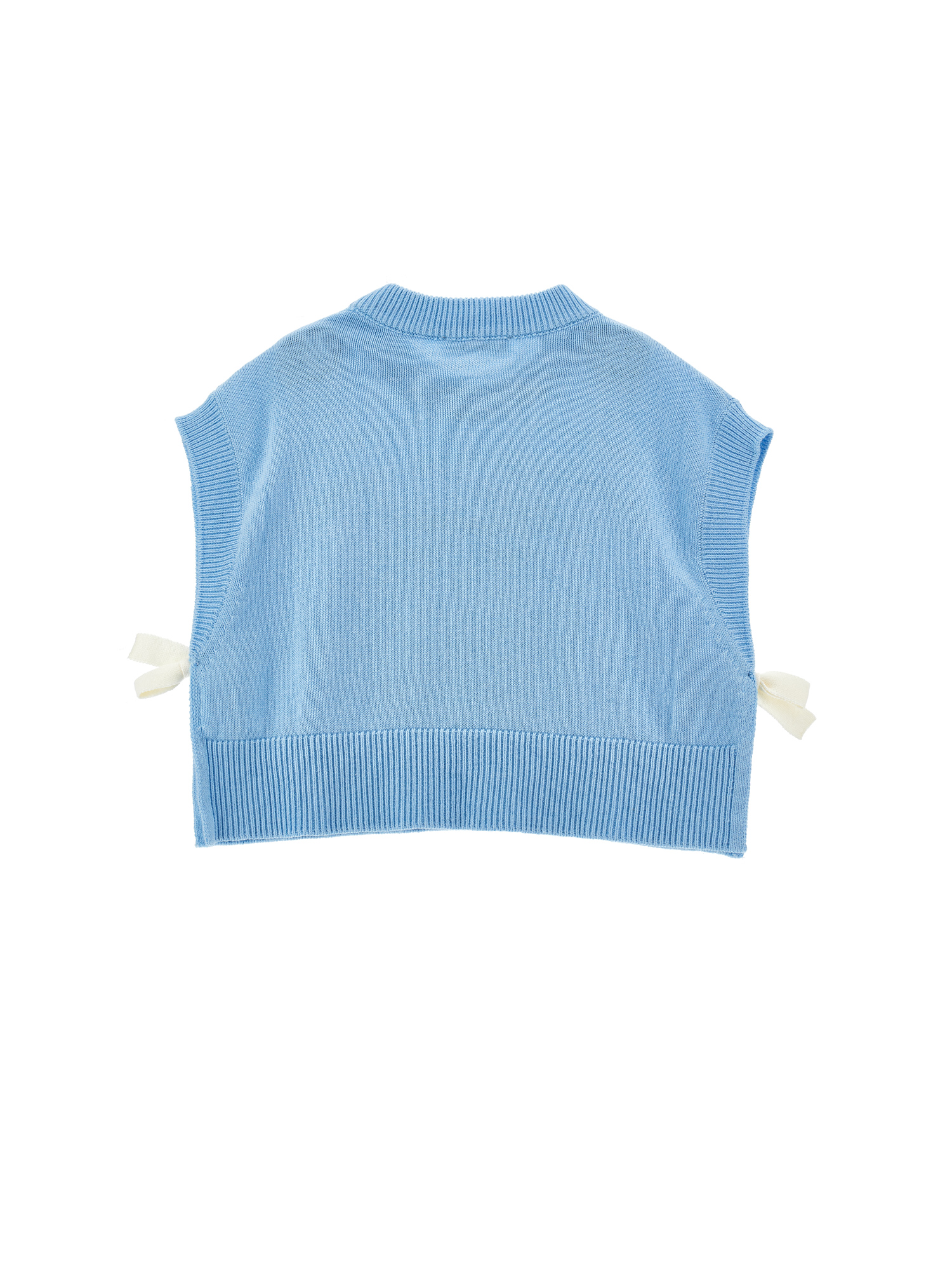 Philosophy Di Lorenzo Serafini Philosophy Kids  Knitted Vest With Bows And Logo In Blue