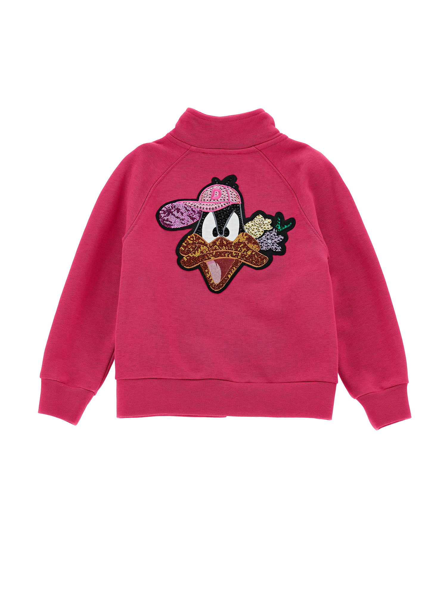Monnalisa Daffy Duck Zip-up Sweatshirt In Lilac