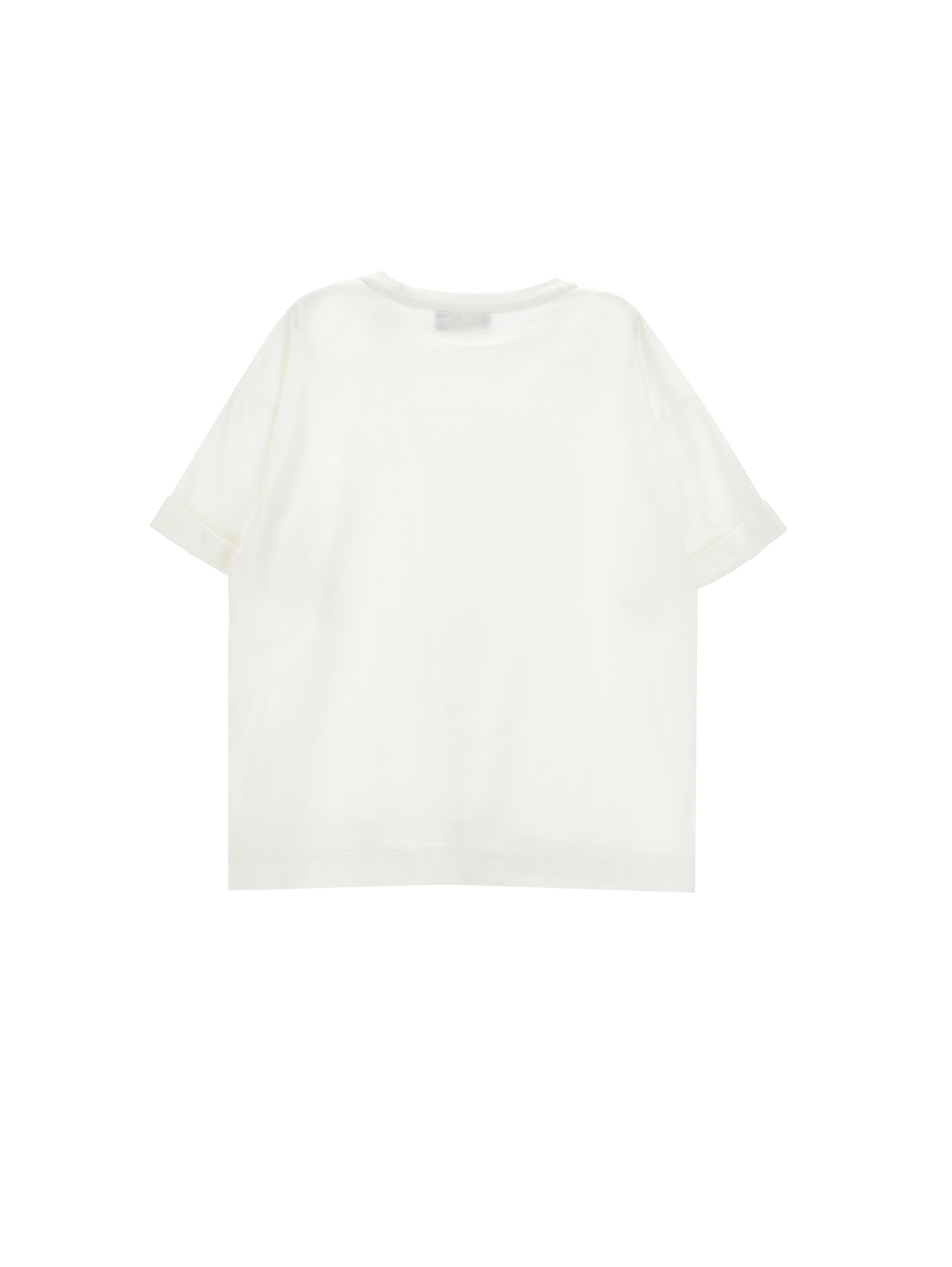 Monnalisa Plain Colour Cotton T-shirt In Cream
