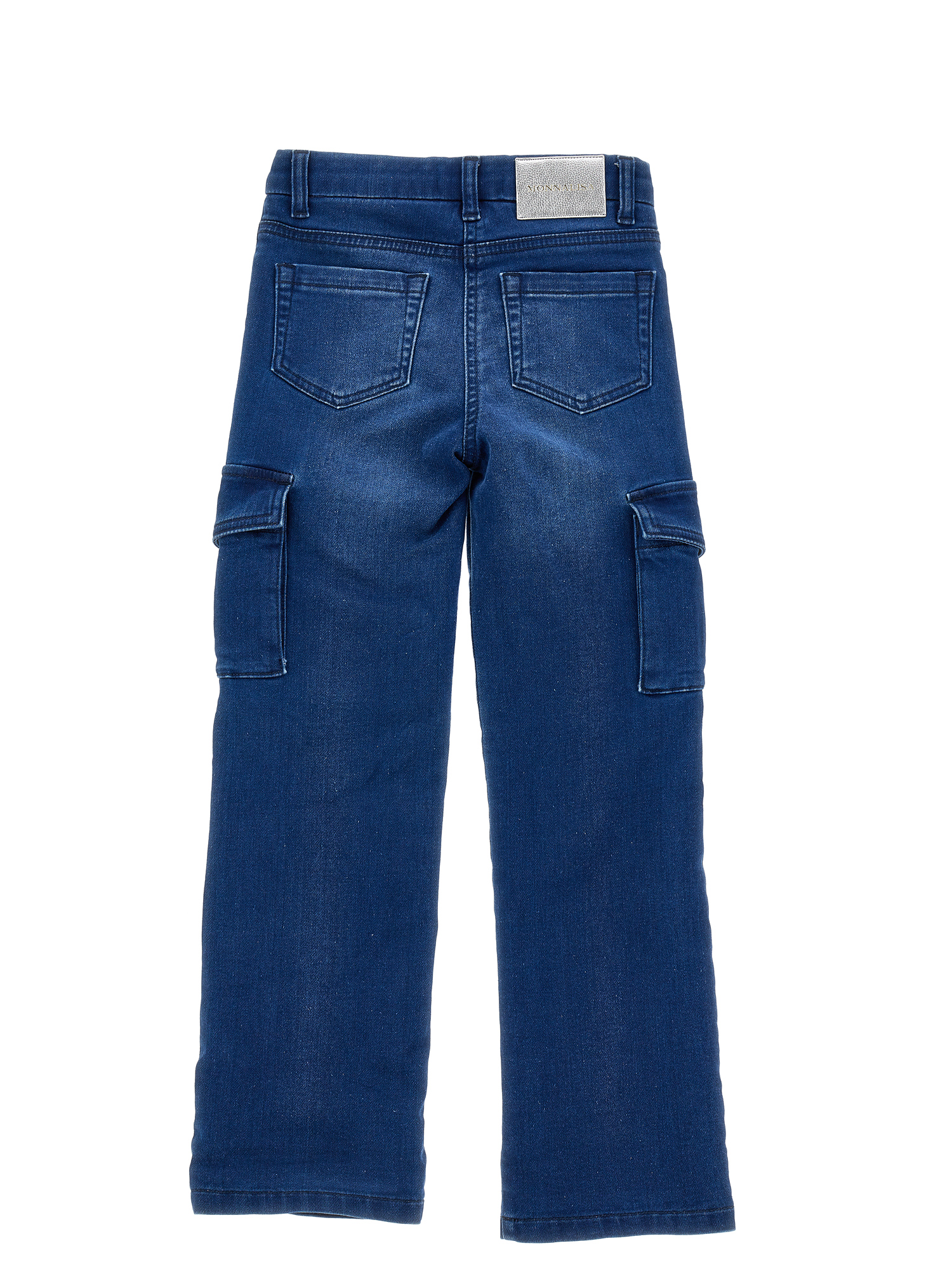Monnalisa Lined Stretch Denim Jeans In Blu Stone Denim
