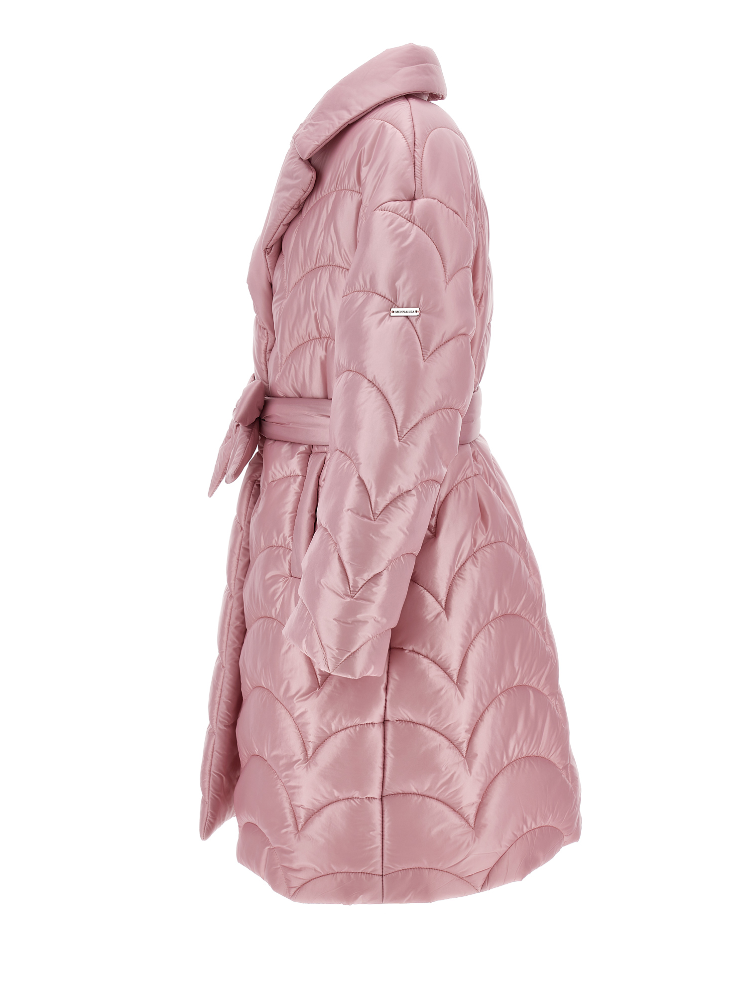 Monnalisa Oversize Quilted Coat In Blush Pink