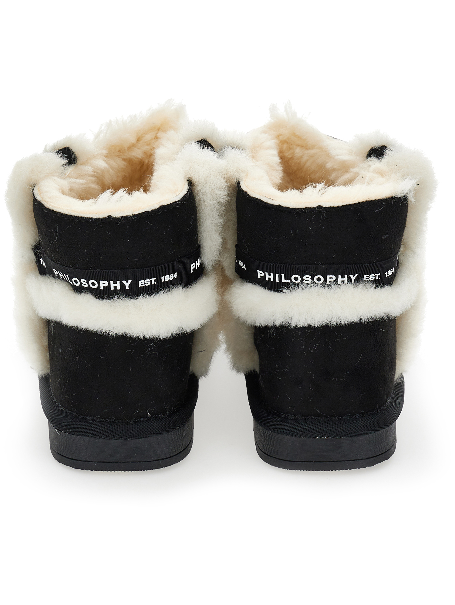 Philosophy Di Lorenzo Serafini Philosophy Kids Ankle Boots With Fur Trim In Black