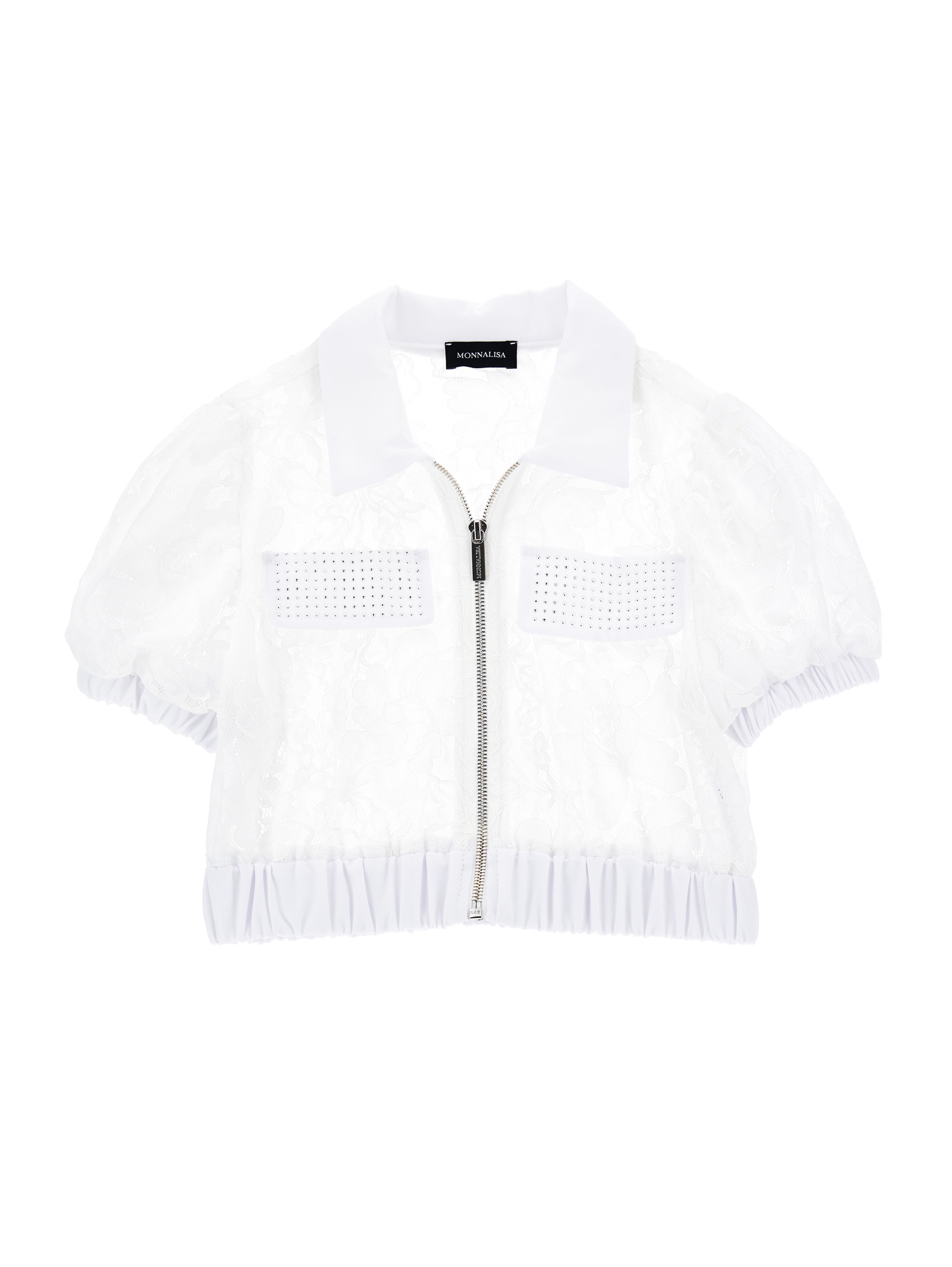 Monnalisa Babies'   Short Rebrodé Lace Shirt In White