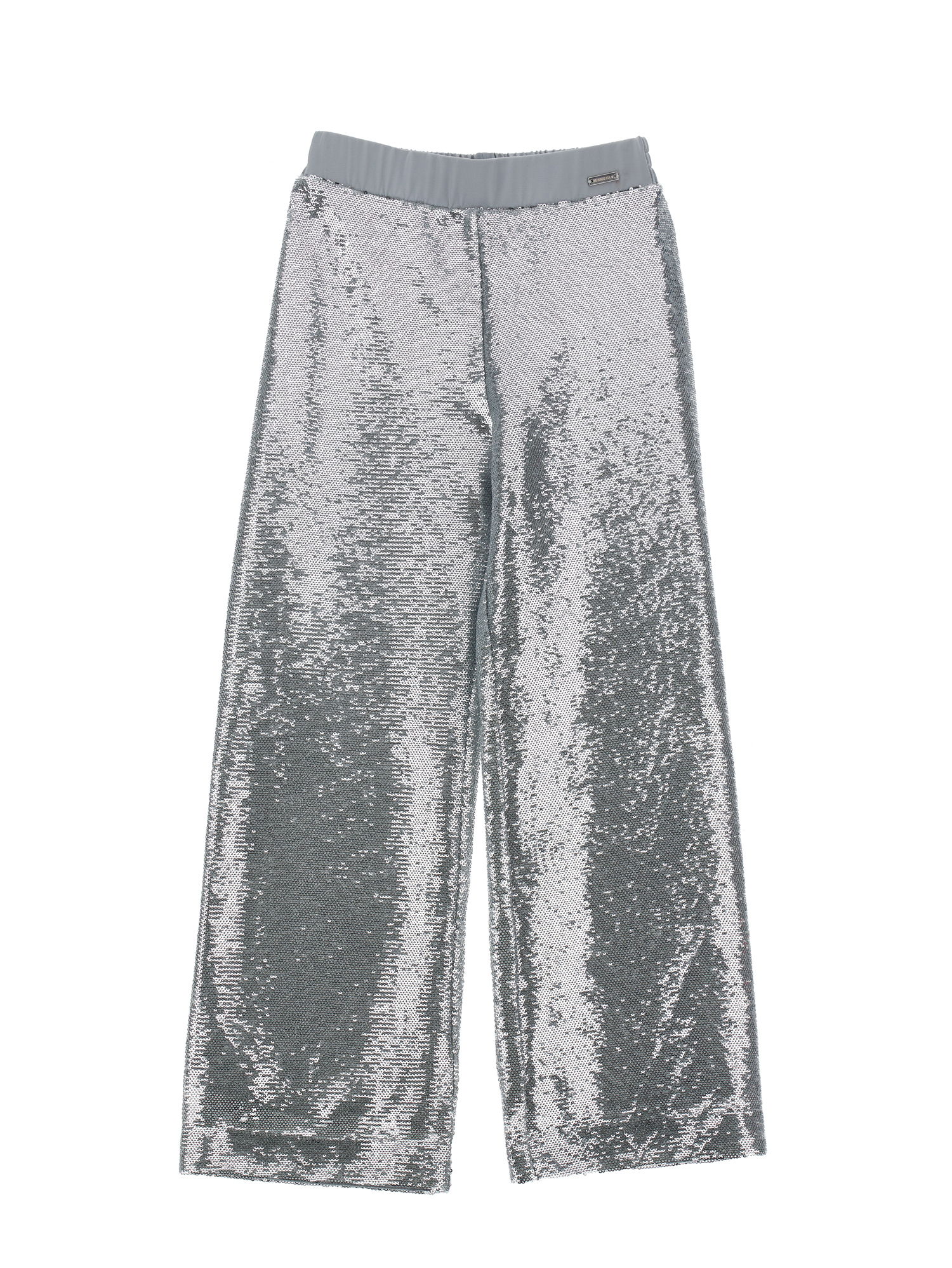Monnalisa Sequined Palazzo Trousers In Silver