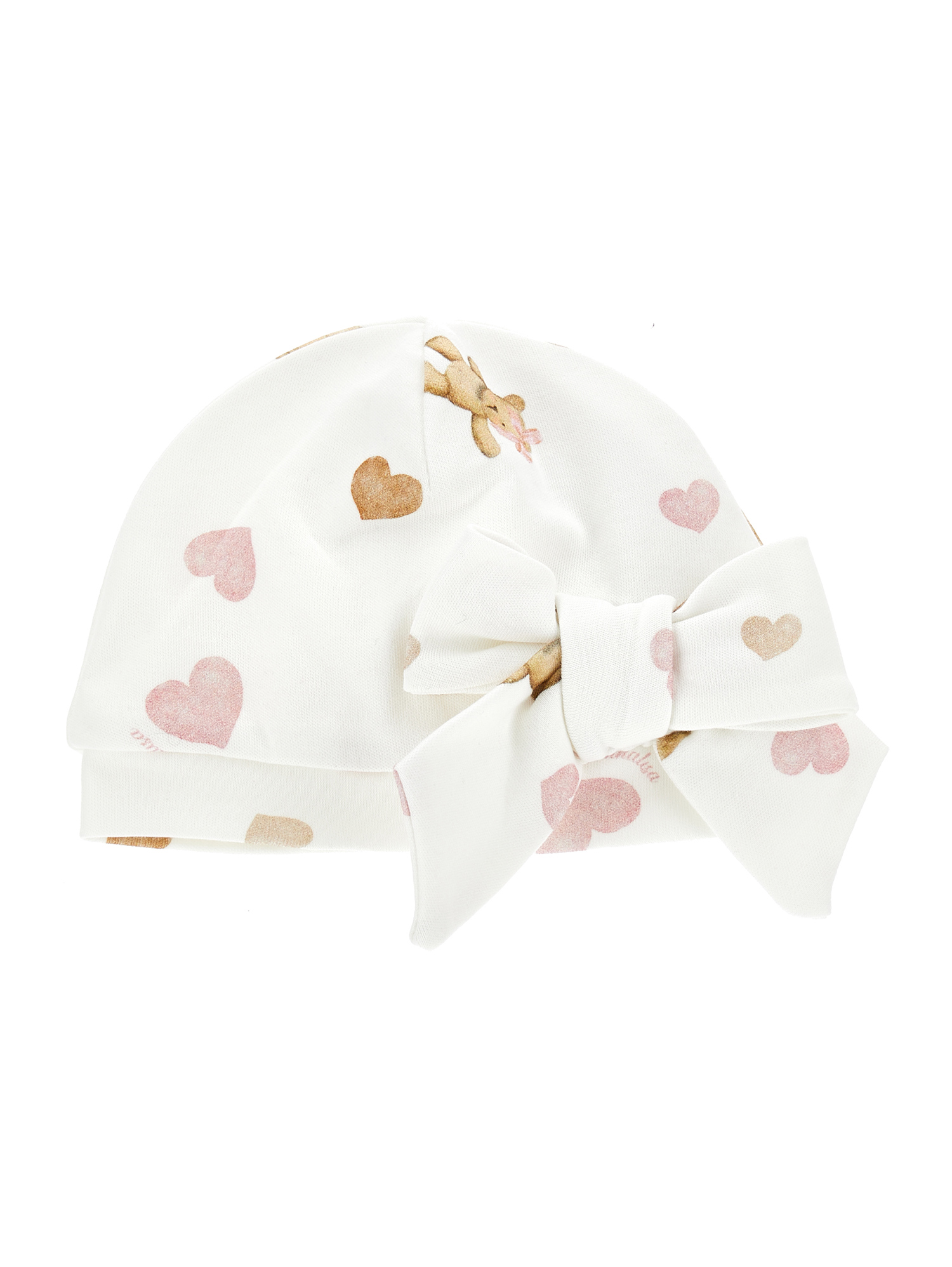 Monnalisa Babies'   Hearts Cotton Hat In Cream